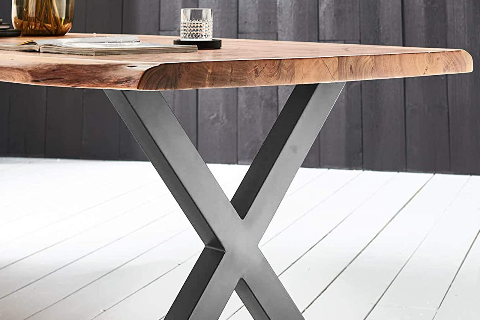 Esstisch Baumkante massiv Akazie natur 300 x 100 silber Xerez – Bild 4