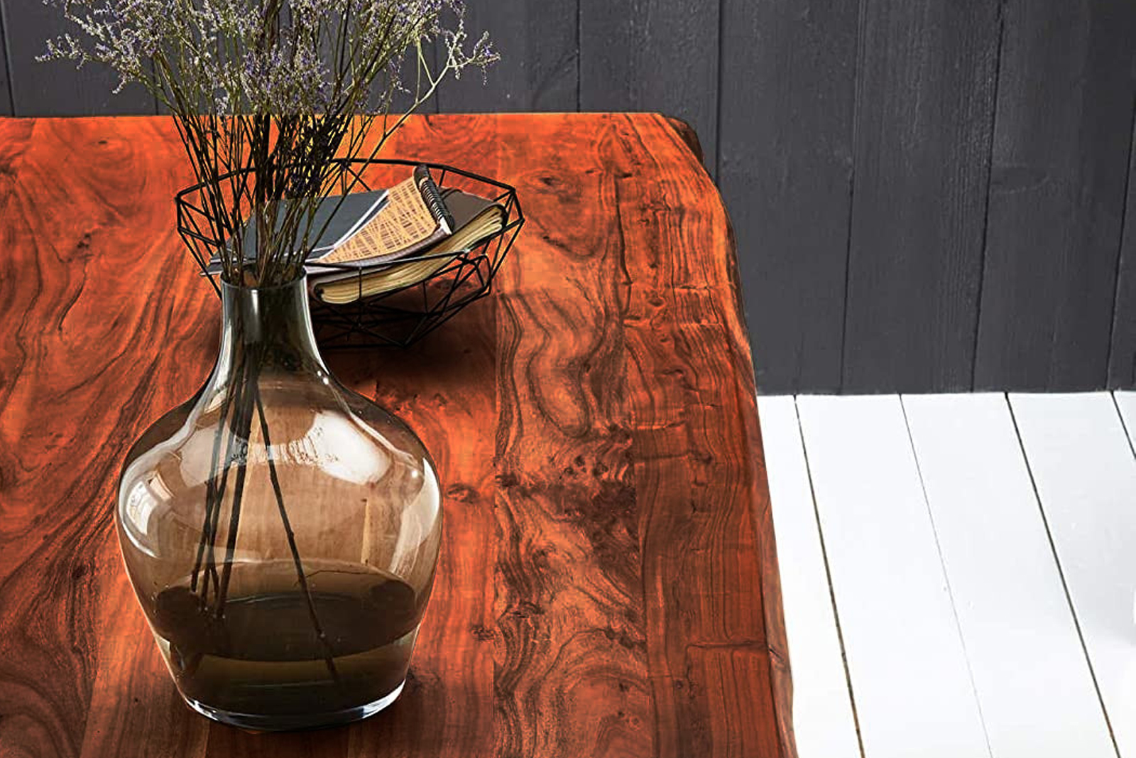 Esstisch Baumkante massiv Akazie nussbaum 280 x 100 schwarz Xerez – Bild 4