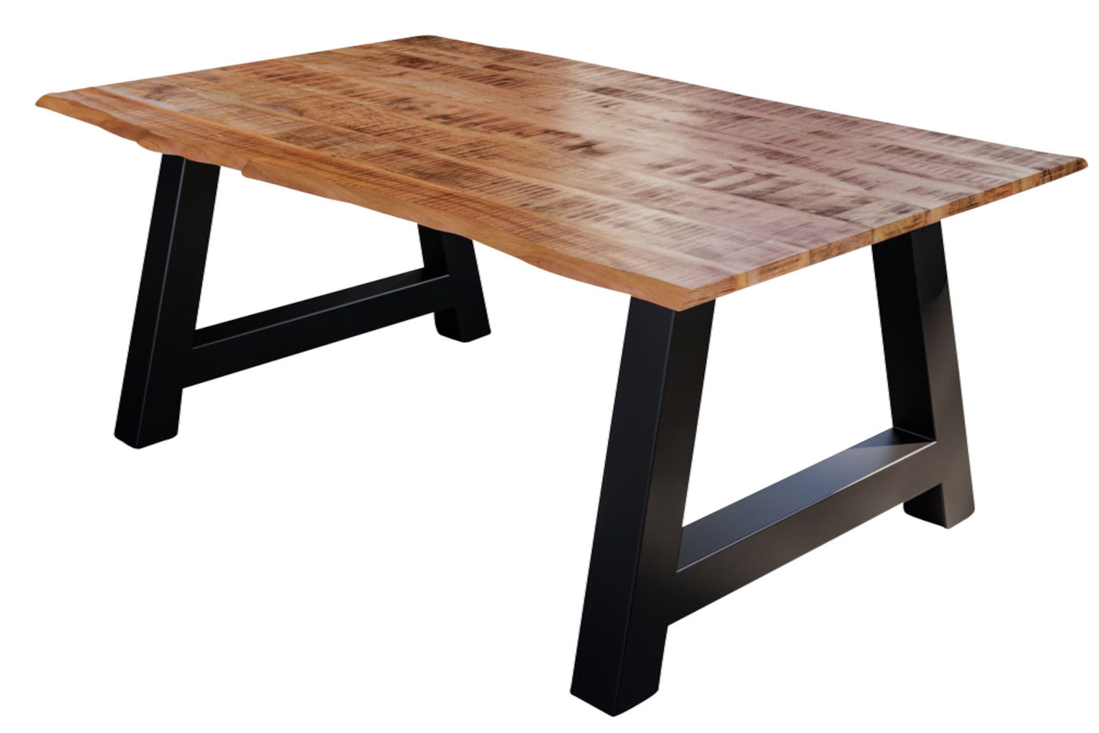 Baumkanten Essgruppe Mangoholz massiv 160 A-Gestell schwarz 7tlg. DORA – Bild 5