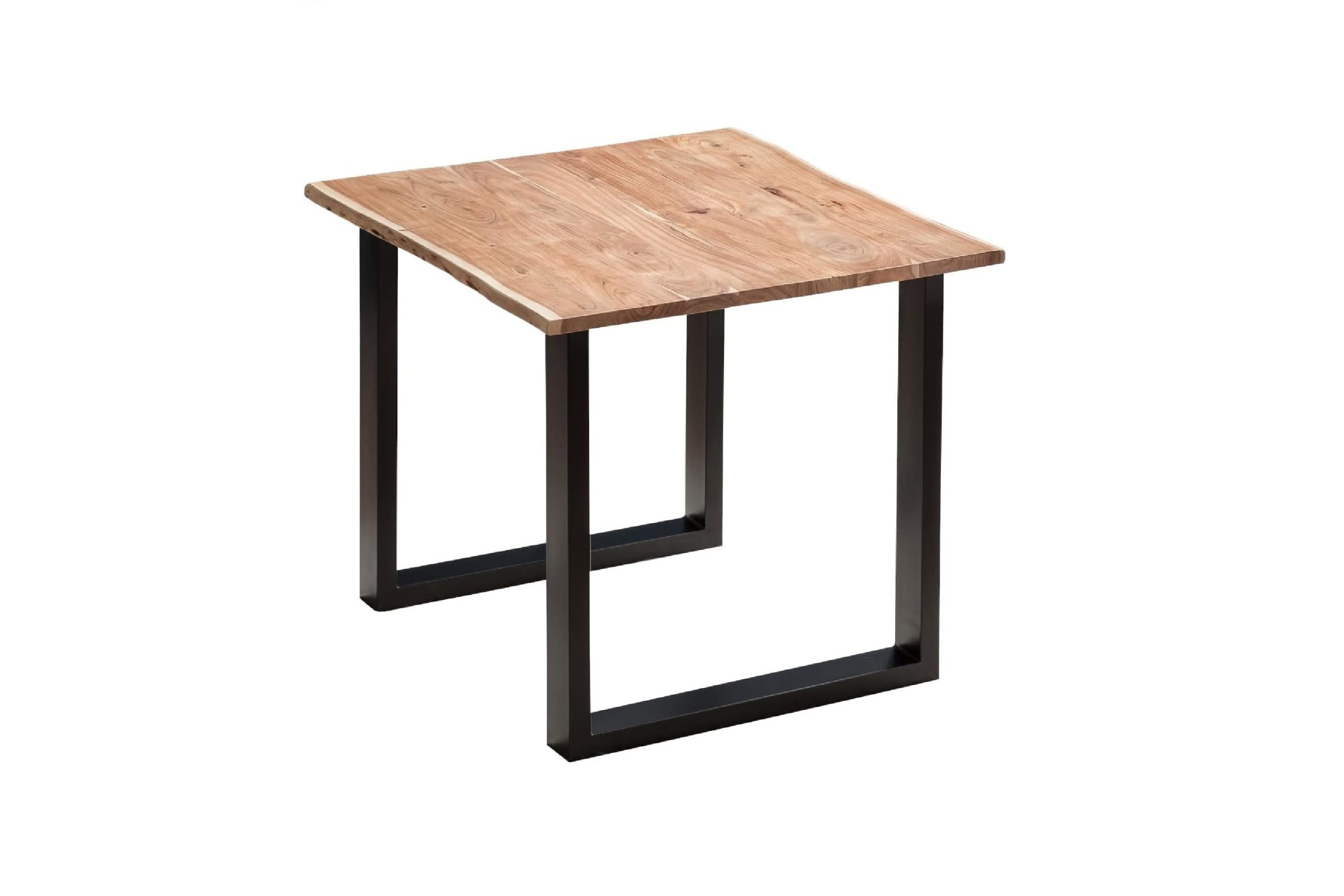 Essgruppe 3tlg. 90 x 90 cm Baumkante Akazie natur massiv 2x Schalenstühle Grau U-Gestell Schwarz QUINN – Bild 2