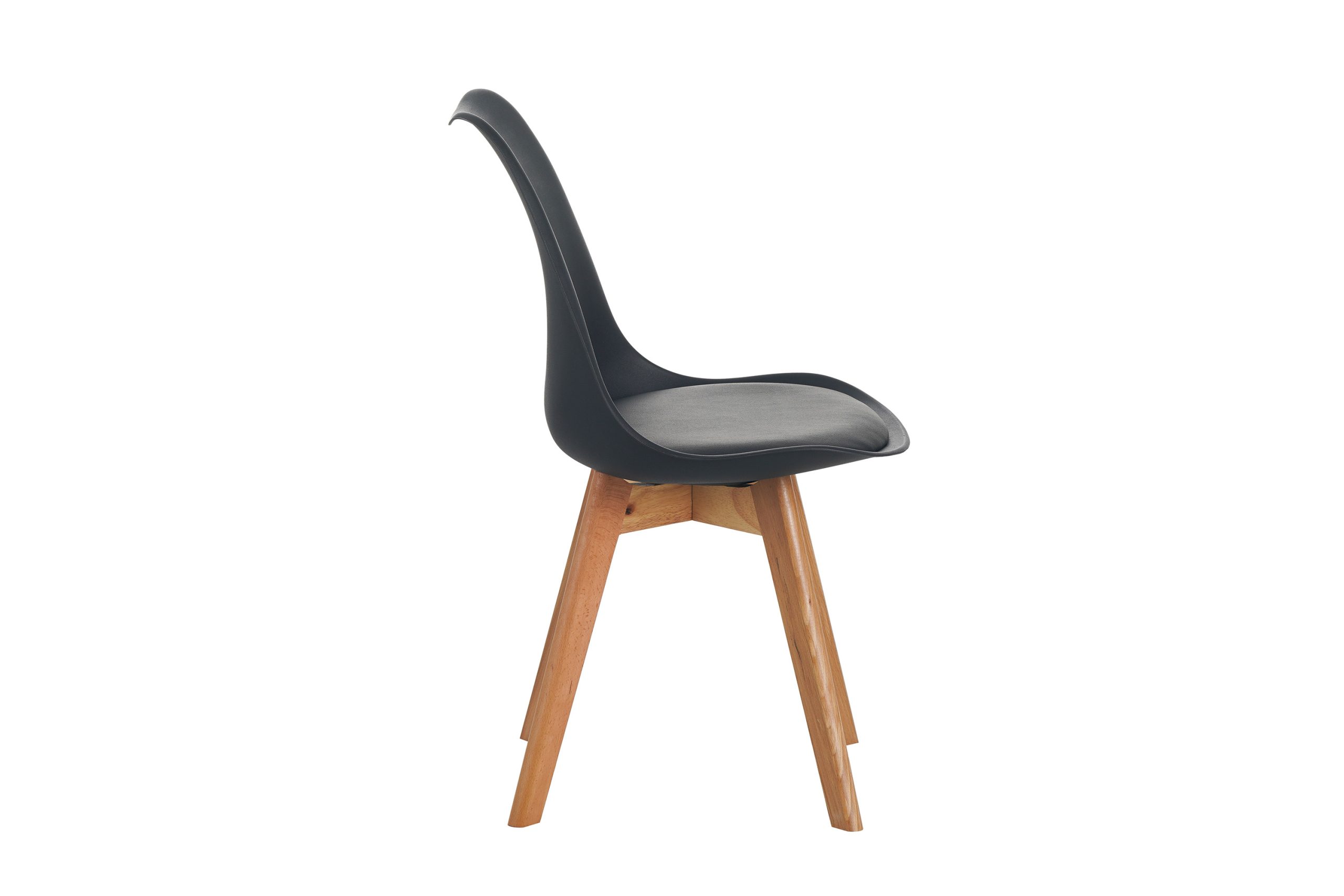 Tischgruppe 7tlg. 160 x 85 cm Baumkante Eiche massiv 6x Schalenstühle Schwarz U-Gestell Schwarz SERRA – Bild 7