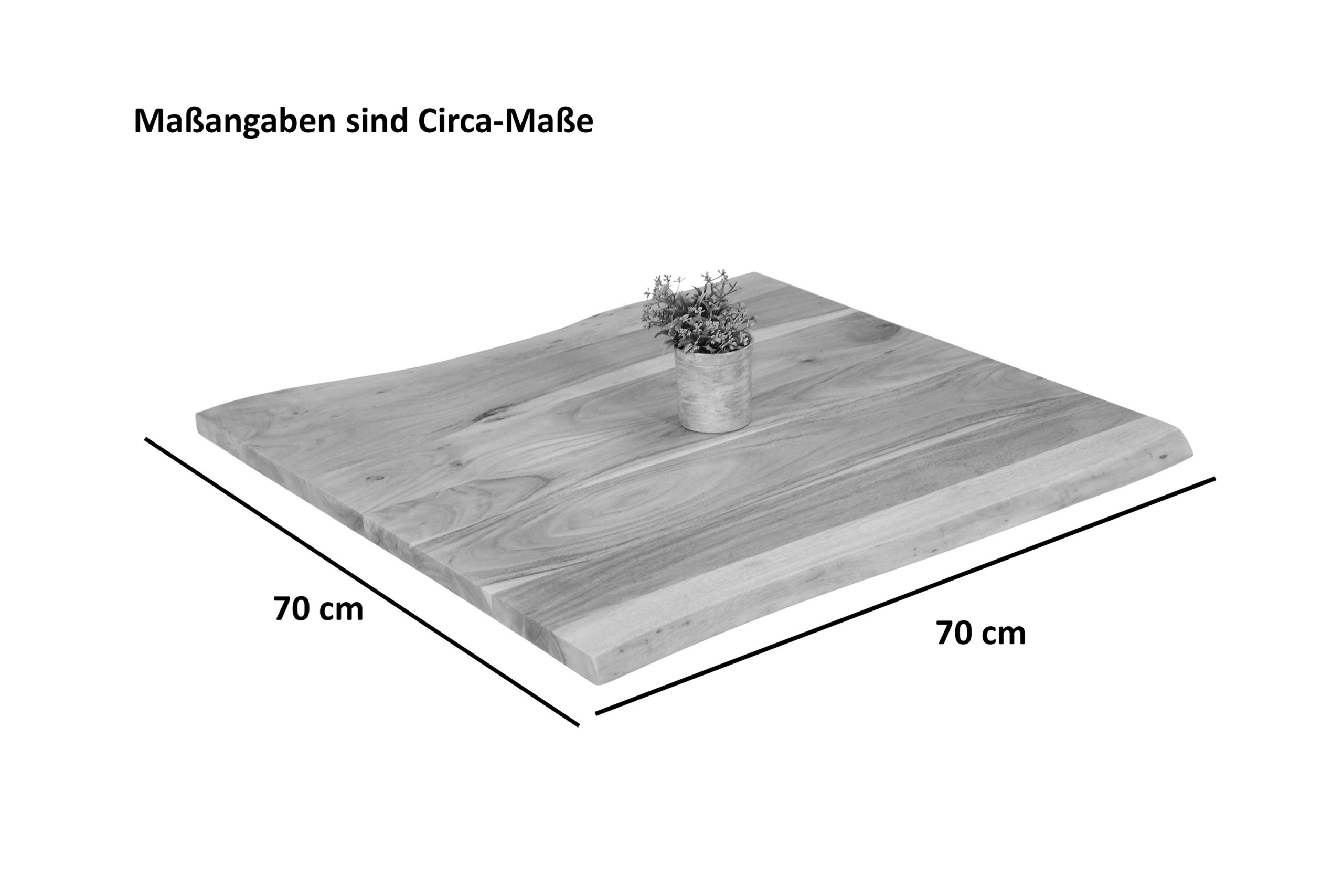 Tischplatte Baumkante Akazie massiv Natur 70 x 70 cm BRASILEIRO – Bild 2