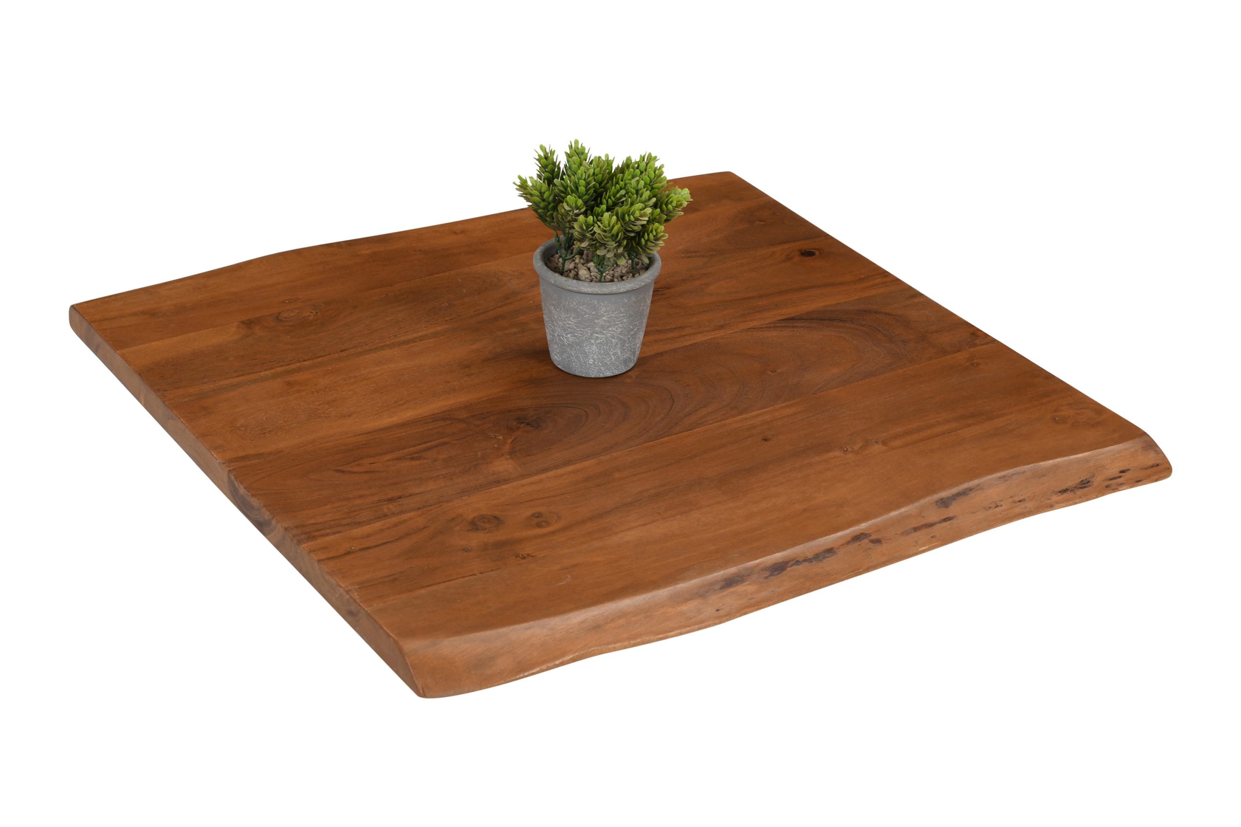 Tischplatte Baumkante Akazie massiv Nussbaum 60 x 60 cm BRASILEIRO