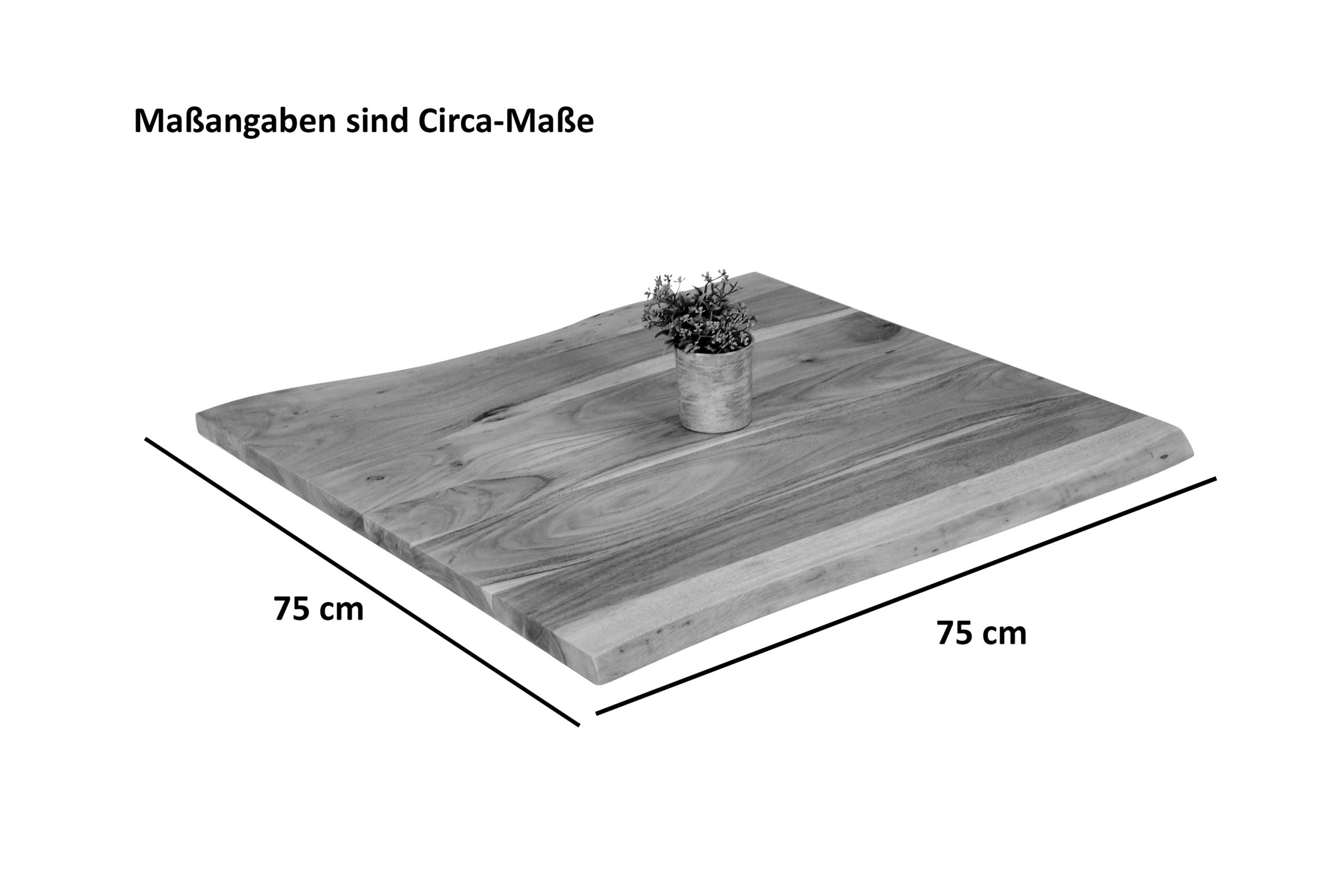 Tischplatte Baumkante Akazie massiv Nussbaum 75 x 75 cm BRASILEIRO – Bild 2