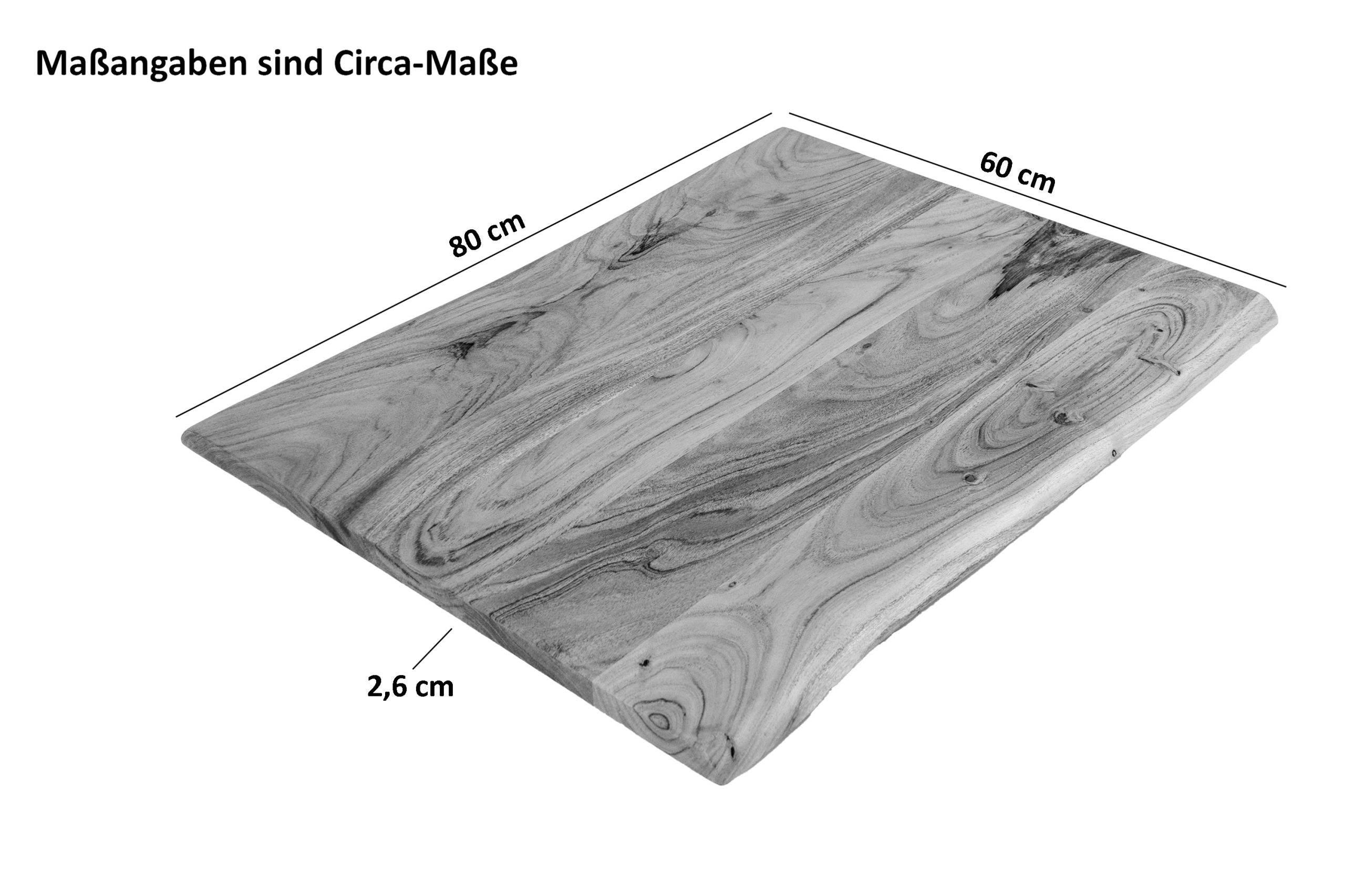 Tischplatte Baumkante Akazie Eiche 80 x 60 cm CURT – Bild 3