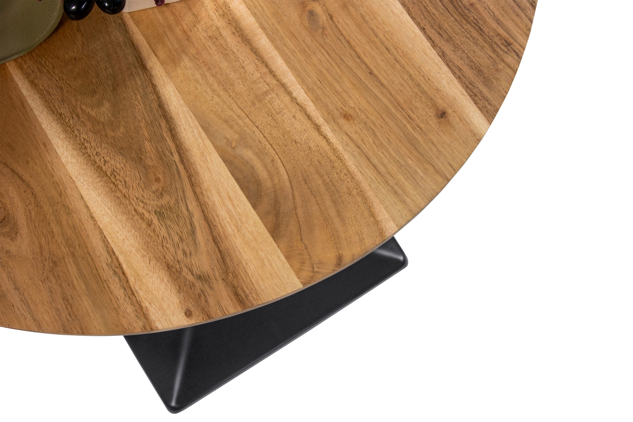 Bistrotisch rund mit Schweizer Kante Akazienholz natur massiv 60 cm Säulengestell schwarz BRASILIA – Bild 6