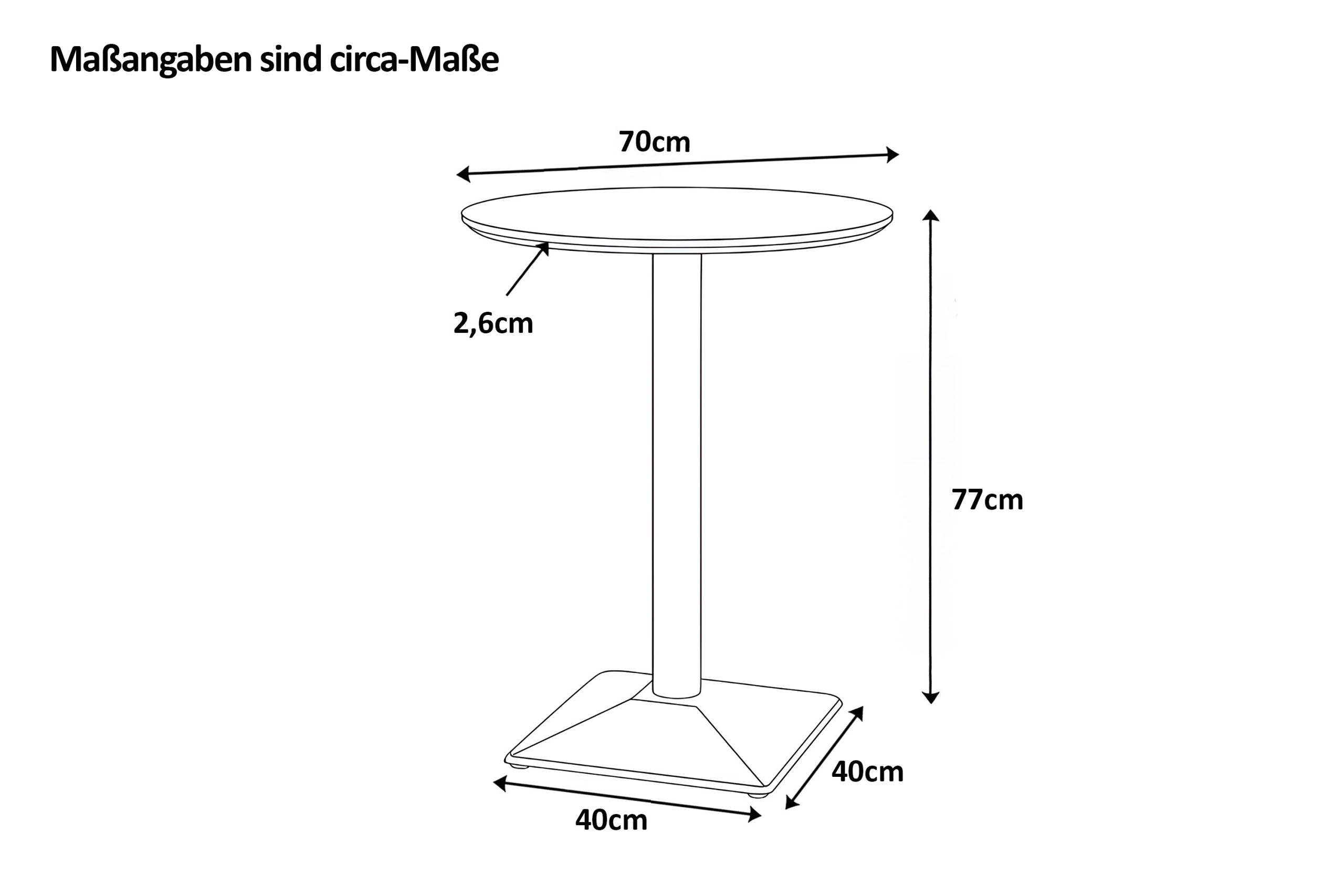 Bistrotisch rund mit Schweizer Kante Akazienholz natur massiv 70 cm Säulengestell schwarz BRASILIA – Bild 3