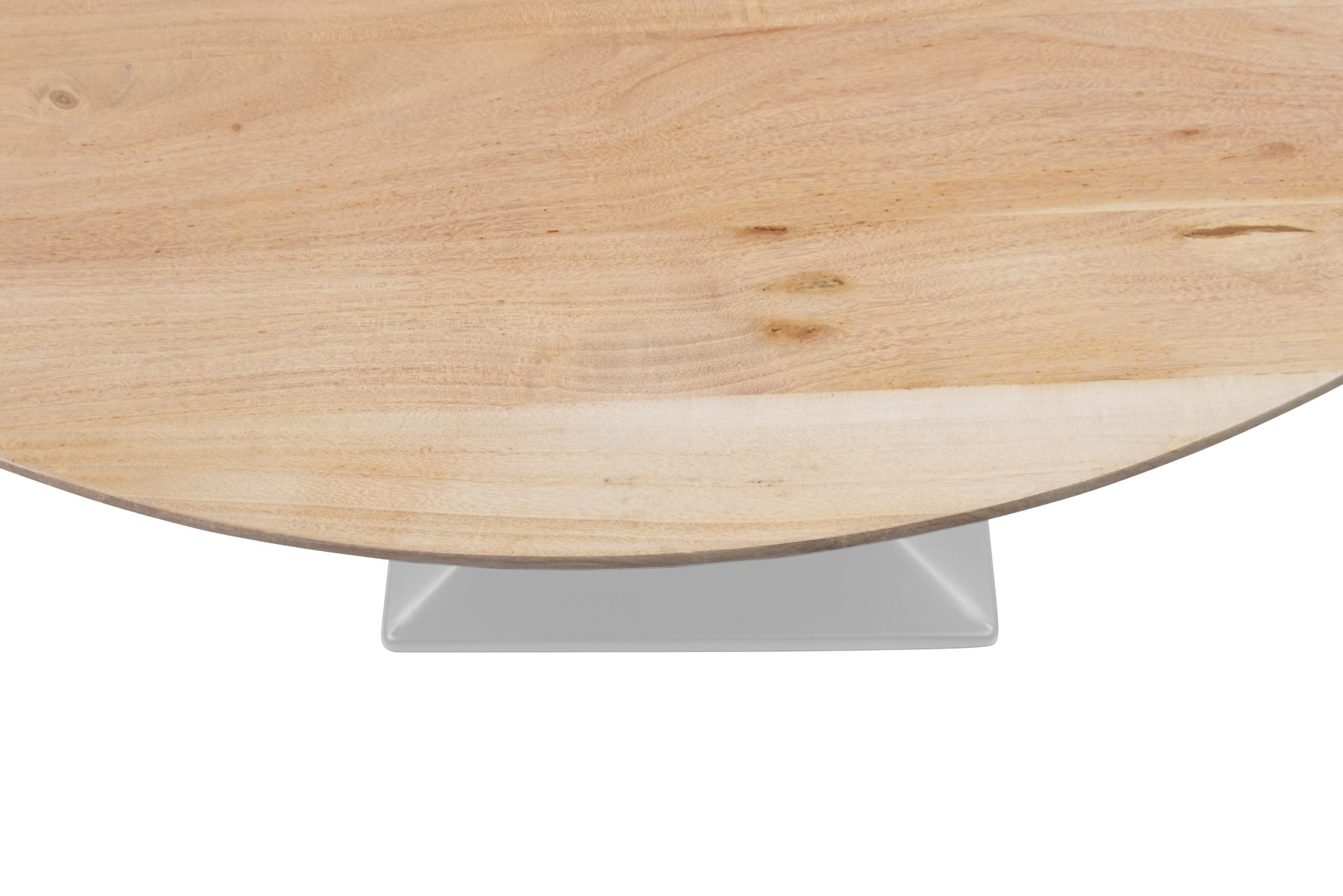 Bistrotisch rund mit Schweizer Kante Akazienholz natur massiv 110 cm Säulengestell silber BRASILIA – Bild 7