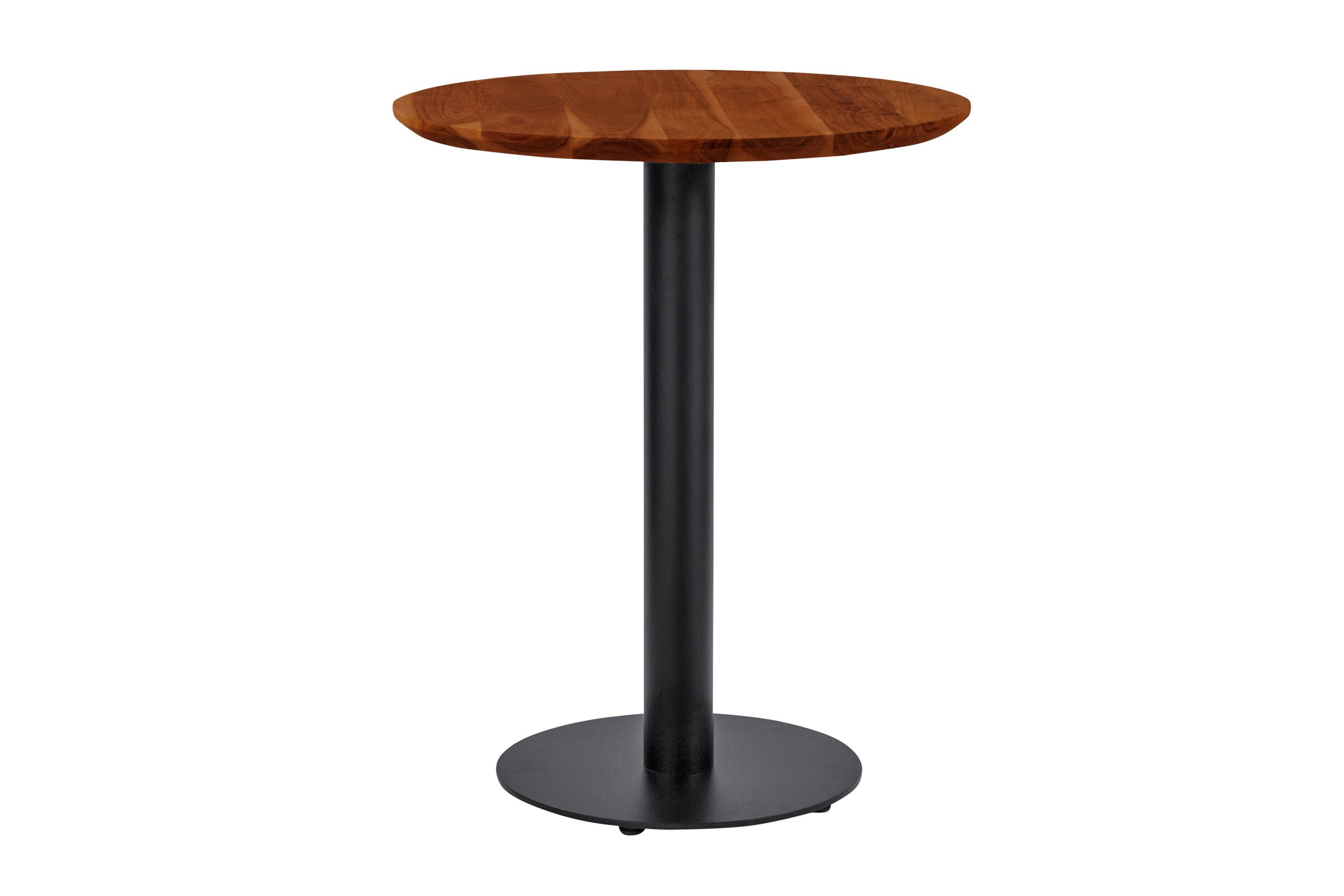 Bistrotisch rund mit Schweizer Kante Akazienholz nussbaum massiv 70 cm Säulengestell schwarz BRASILIAN – Bild 2