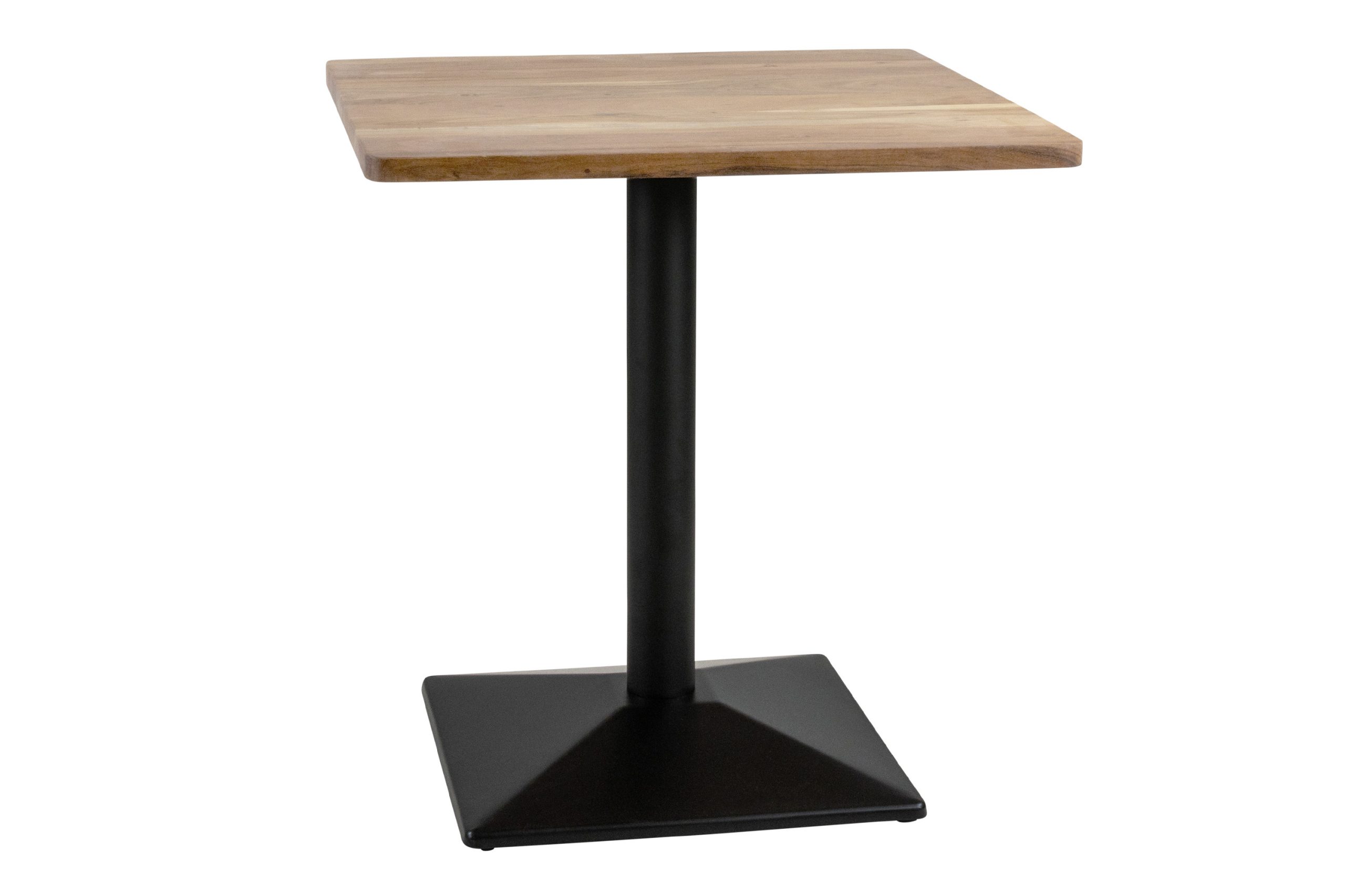 Bistrotisch eckig Runde Kante 70 x 70 cm Akazienholz natur massiv Säulengestell-eckig schwarz EMILE – Bild 2