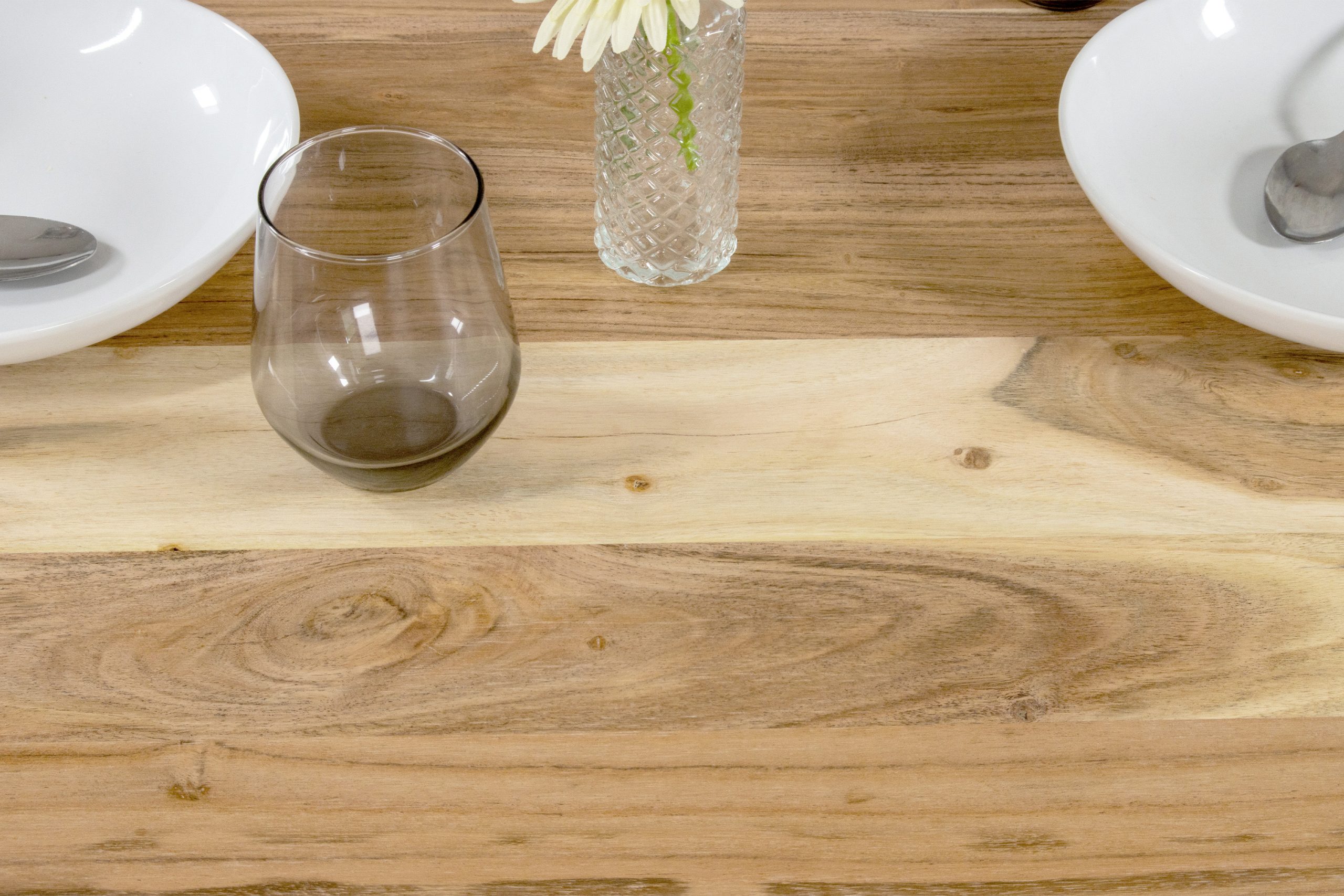 Bistrotisch eckig Runde Kante 80 x 80 cm Akazienholz natur massiv Säulengestell-eckig schwarz EMILE – Bild 6