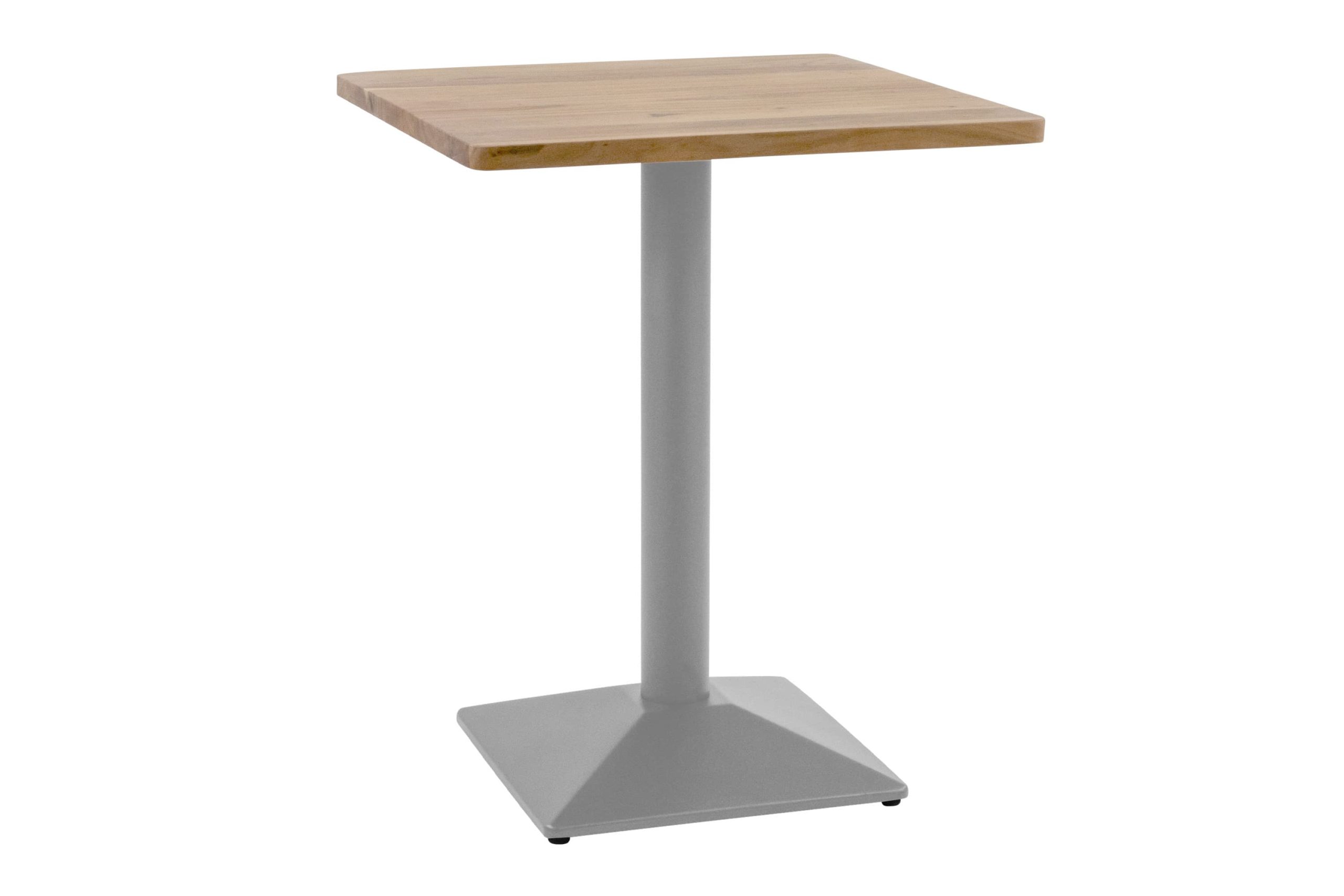 Bistrotisch eckig Runde Kante 60 x 60 cm Akazienholz natur massiv Säulengestell-eckig silber EMILE – Bild 2