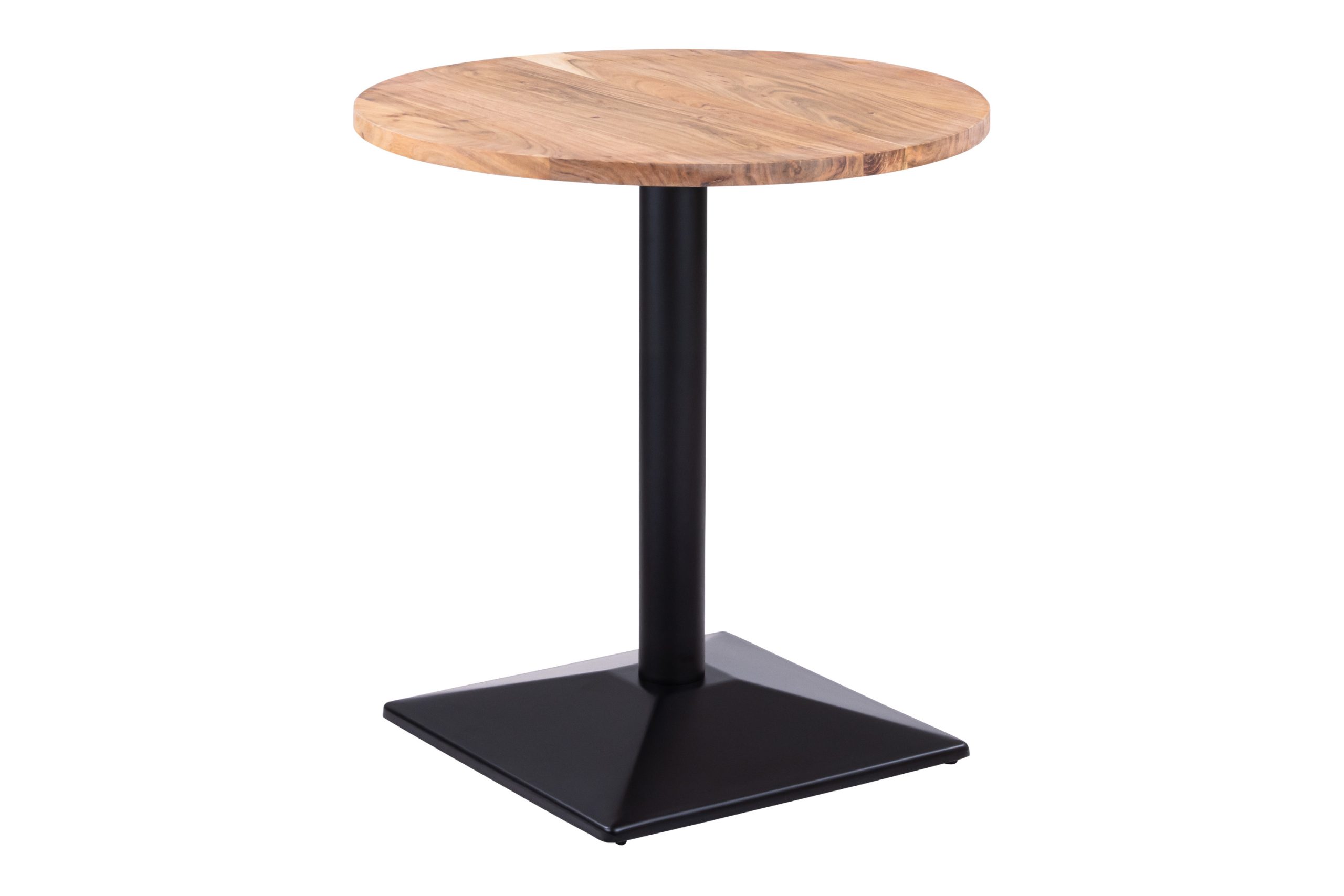 Bistrotisch rund 70 x 70 cm Akazienholz natur massiv Säulengestell-eckig schwarz EMILIO – Bild 2
