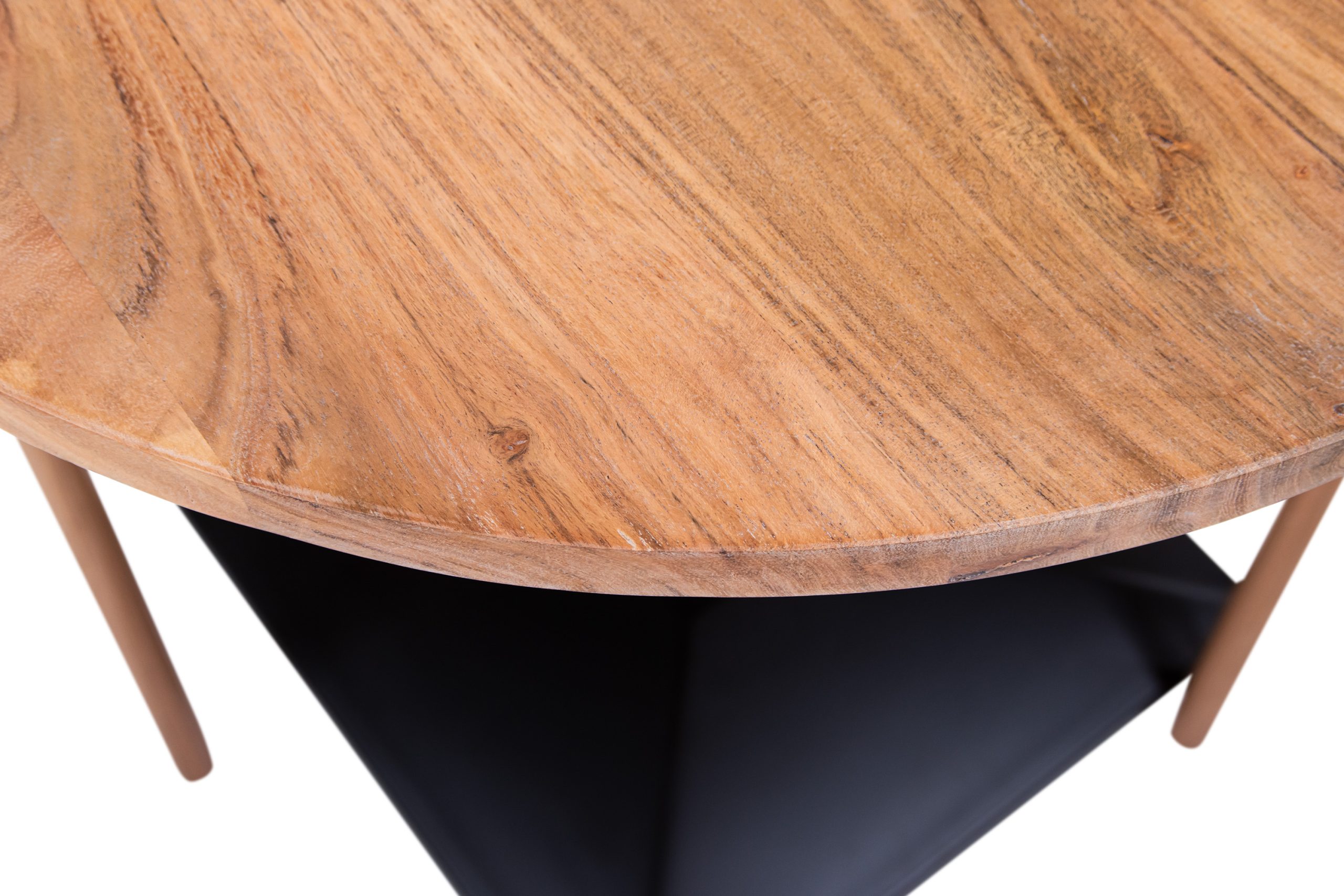 Bistrotisch rund 70 x 70 cm Akazienholz natur massiv Säulengestell-eckig schwarz EMILIO – Bild 6