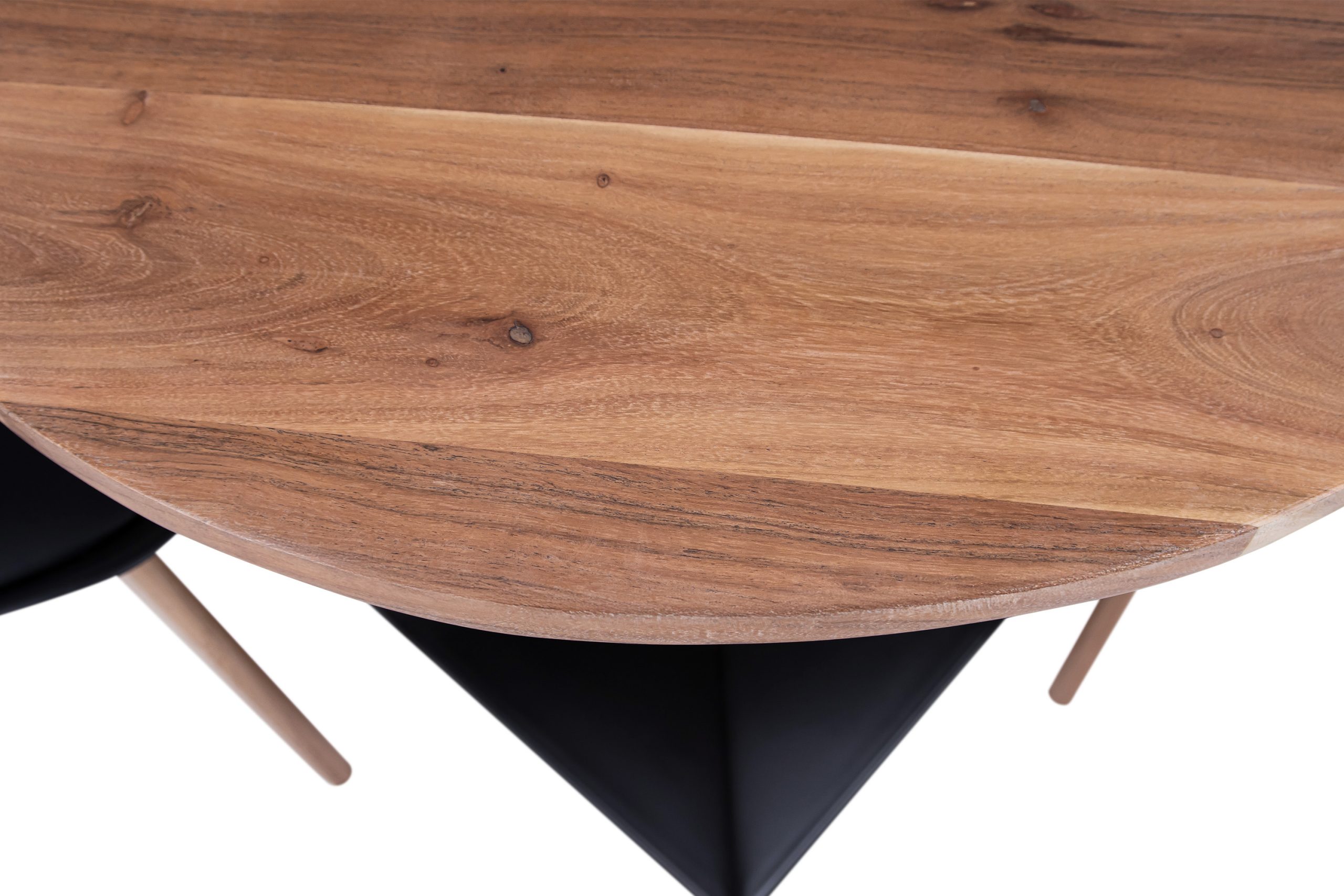 Bistrotisch rund 90 x 90 cm Akazienholz natur massiv Säulengestell-eckig schwarz EMILIO – Bild 6