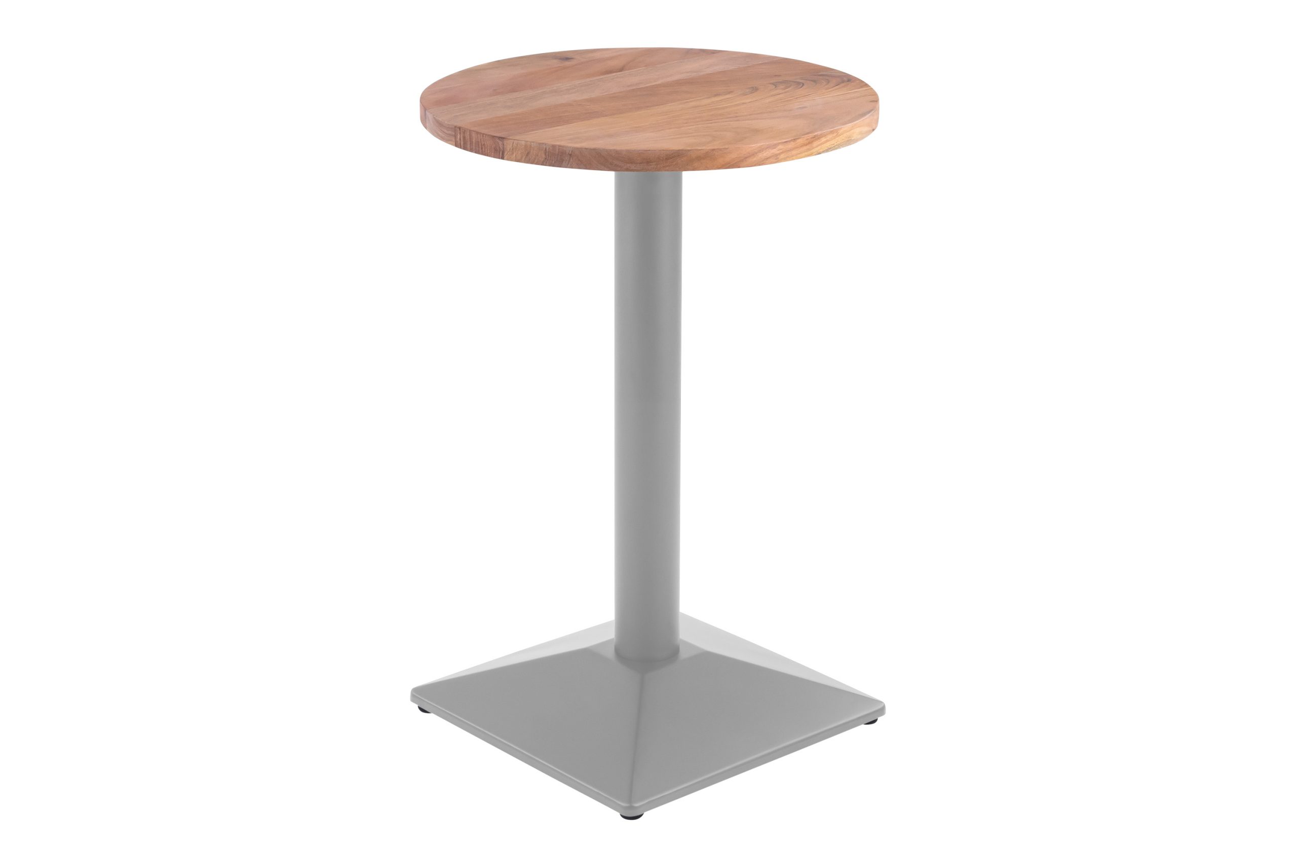 Bistrotisch rund 60 x 60 cm Akazienholz natur massiv Säulengestell-eckig silber EMILIO – Bild 2