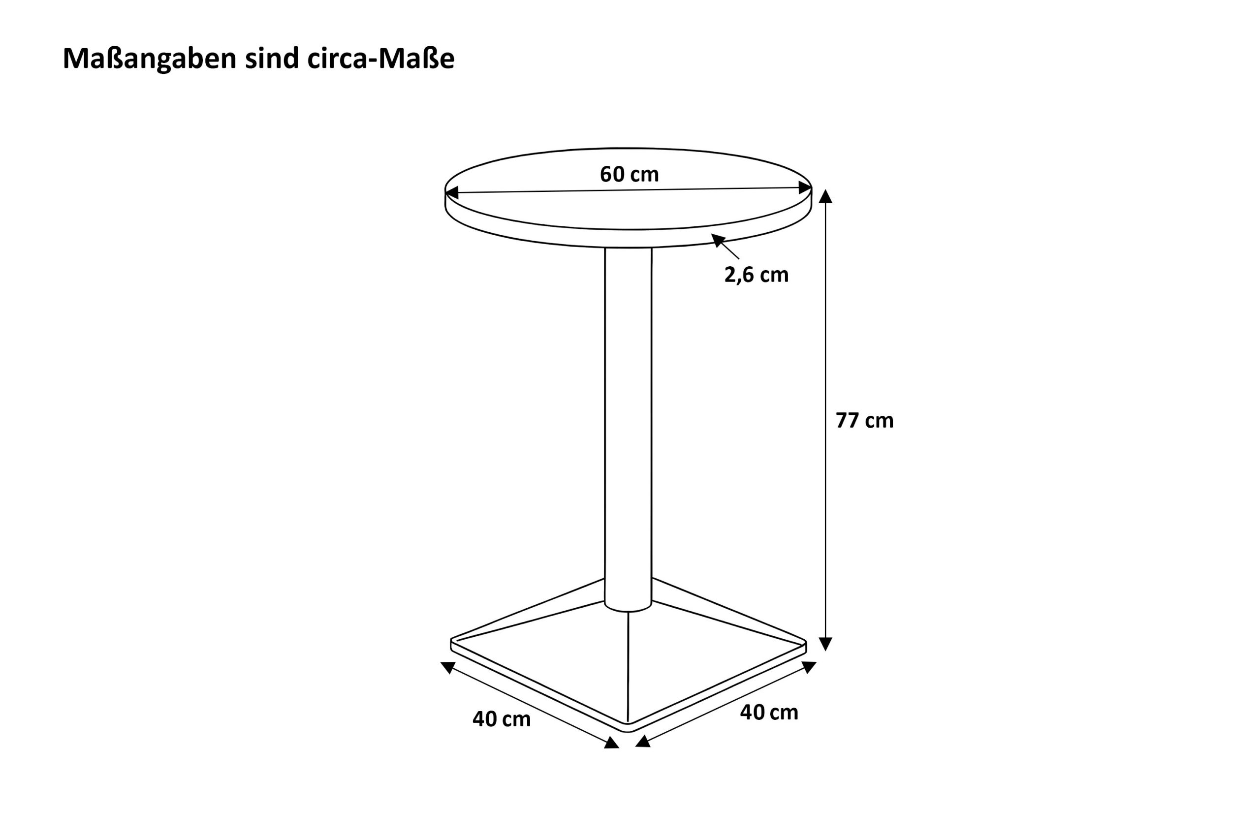 Bistrotisch rund 60 x 60 cm Akazienholz natur massiv Säulengestell-eckig silber EMILIO – Bild 3