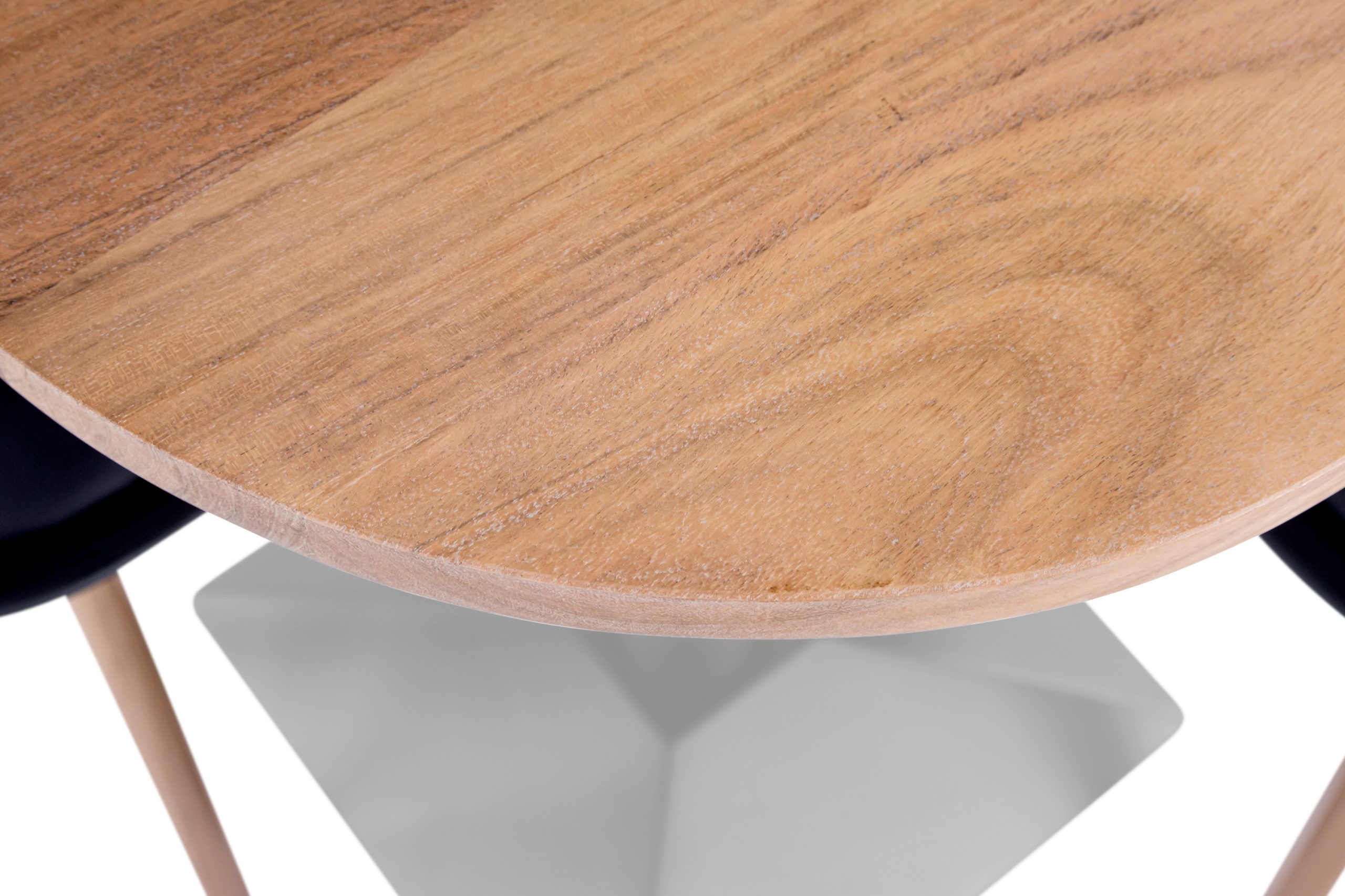 Bistrotisch rund 60 x 60 cm Akazienholz natur massiv Säulengestell-eckig silber EMILIO – Bild 6