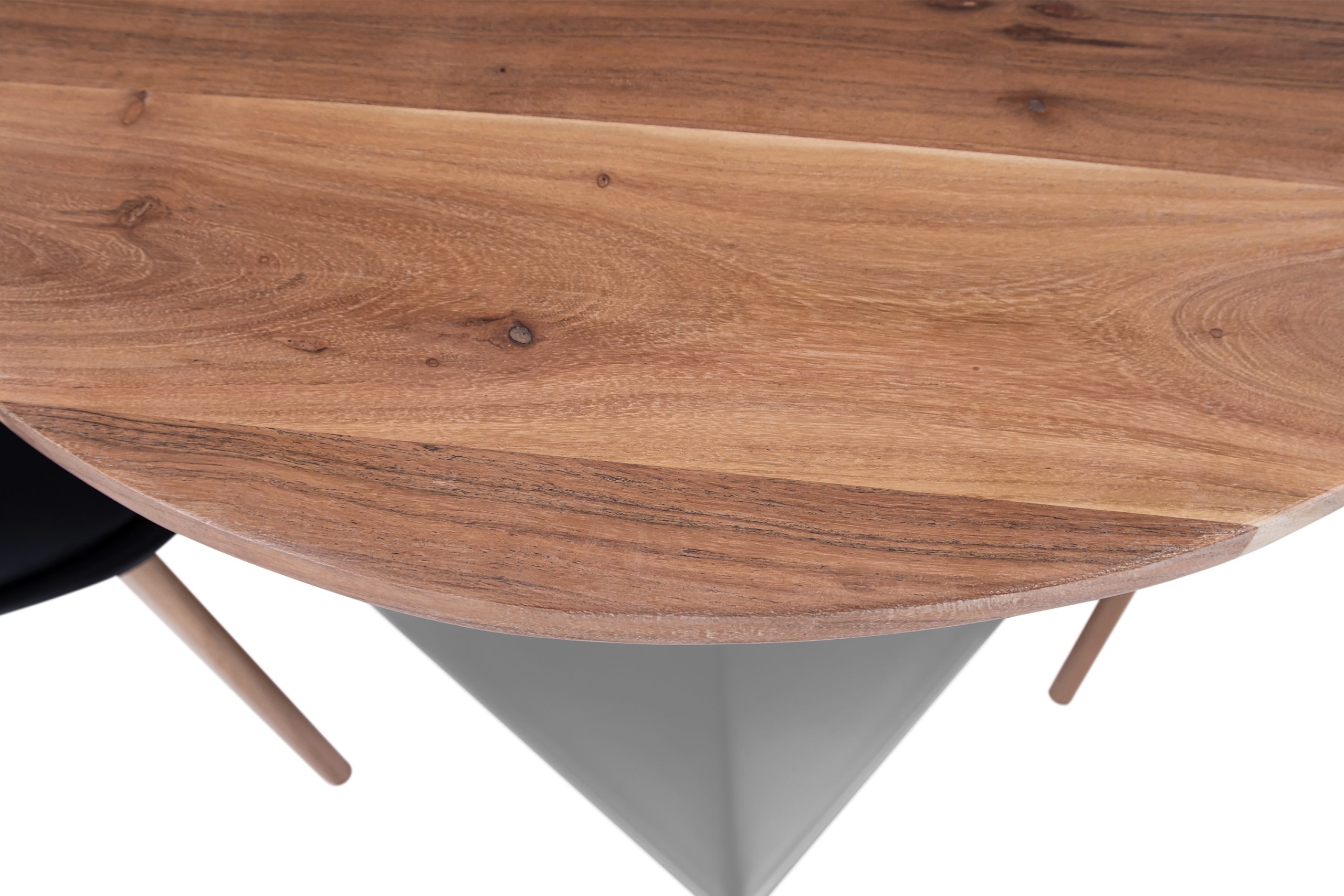 Bistrotisch rund 80 x 80 cm Akazienholz natur massiv Säulengestell-eckig silber EMILIO – Bild 6