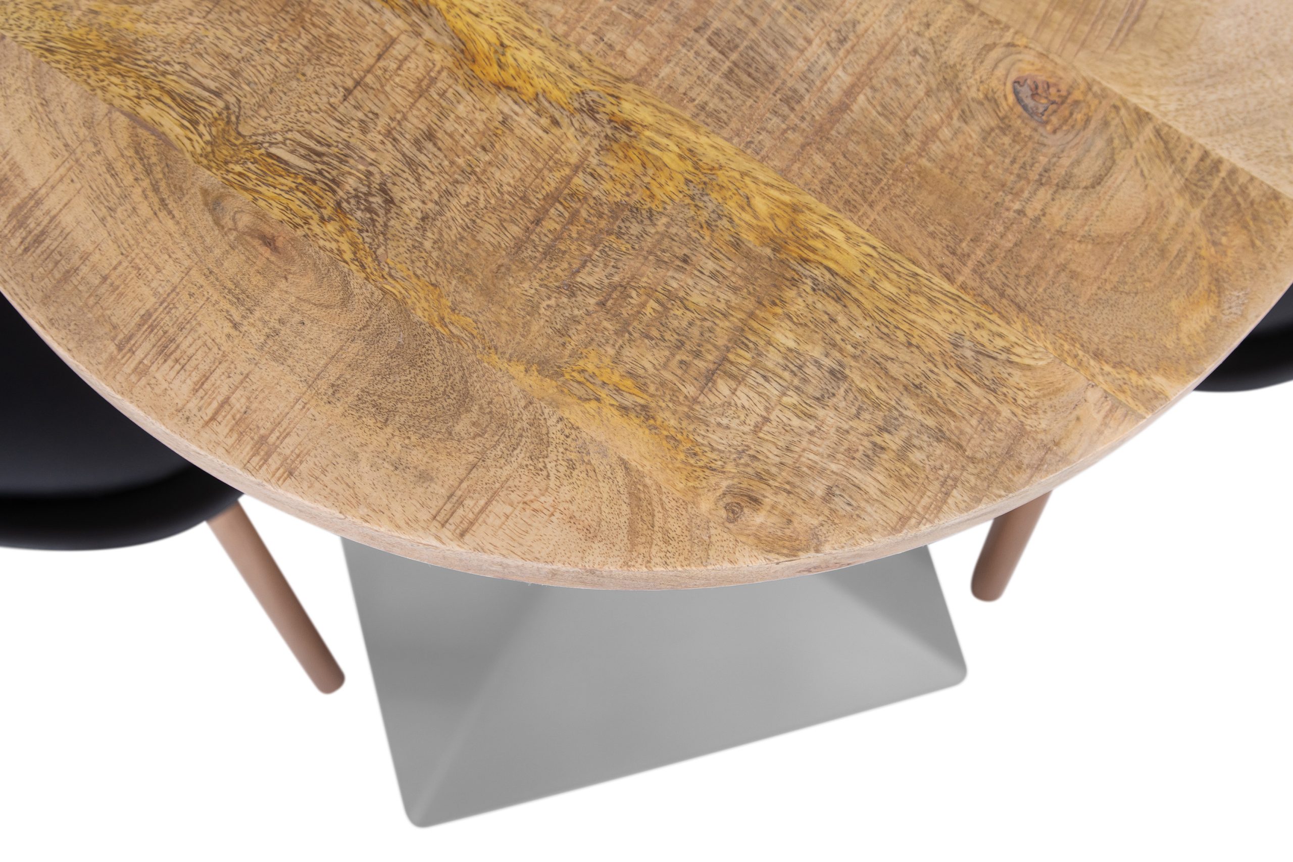 Bistrotisch rund 60 x 60 cm Mangoholz massiv Säulengestell-eckig silber EMILIO – Bild 6