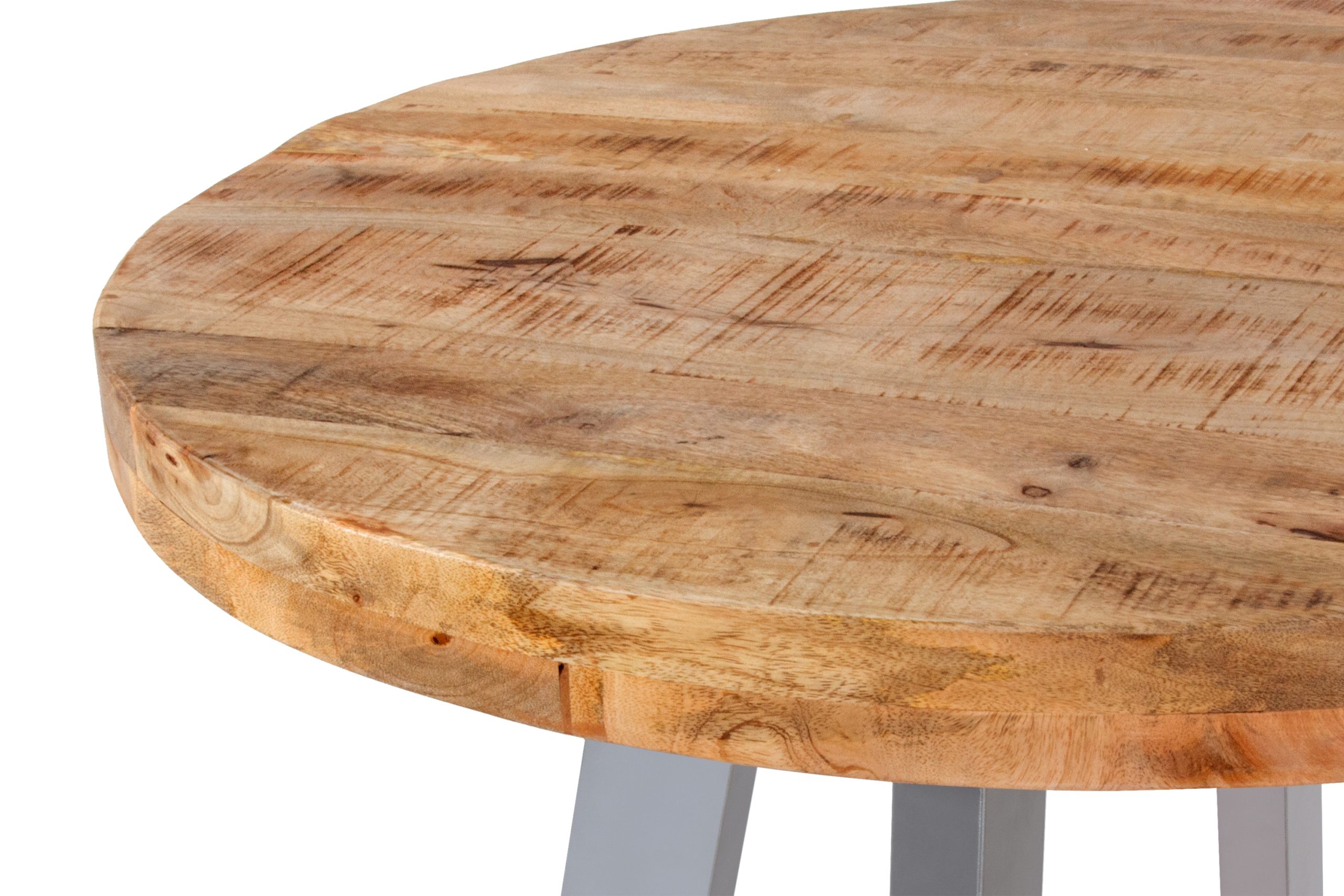 Esstisch rund Mangoholz massiv 100 cm silber ADELINA – Bild 4