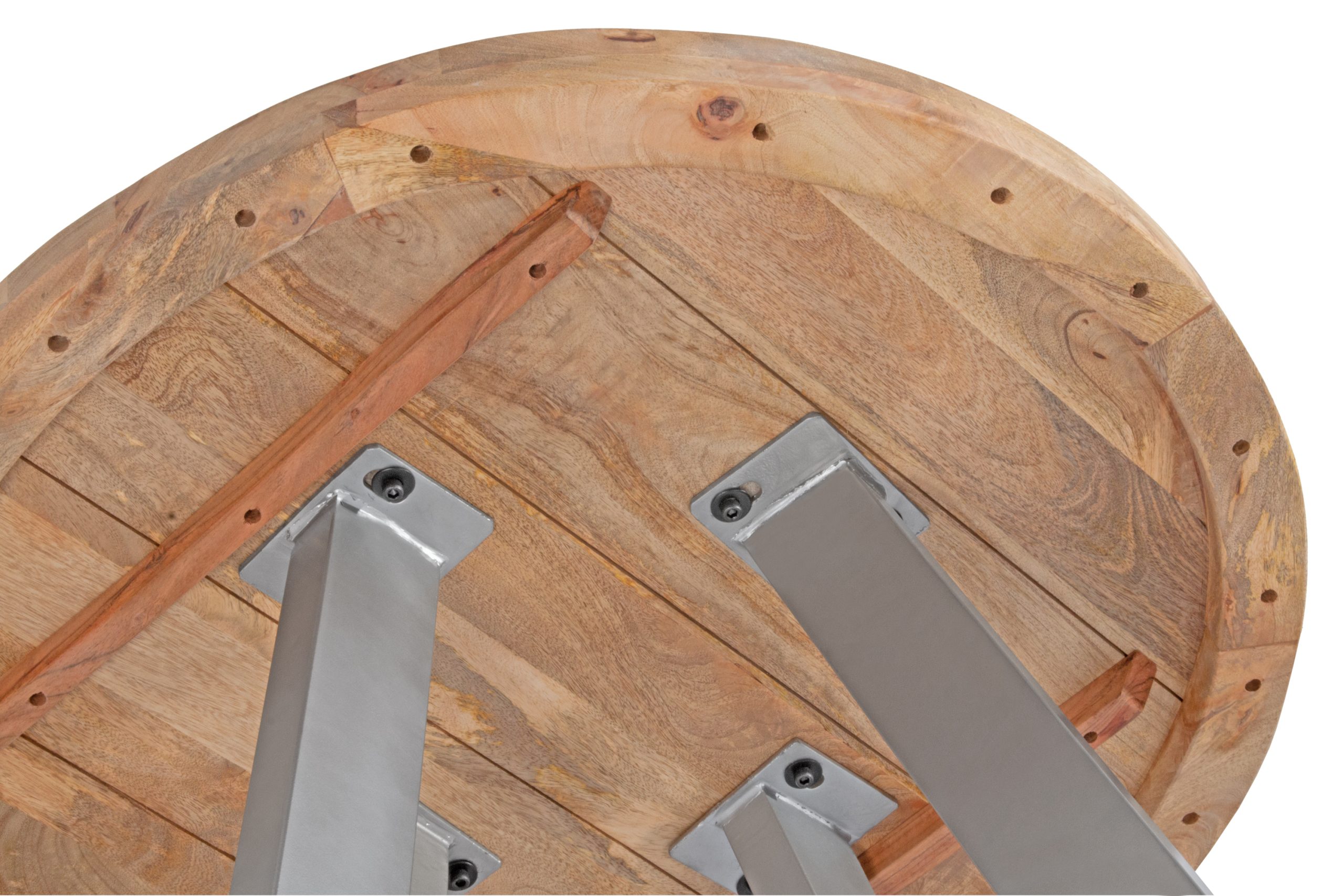 Esstisch rund Mangoholz massiv 100 cm silber ADELINA – Bild 5