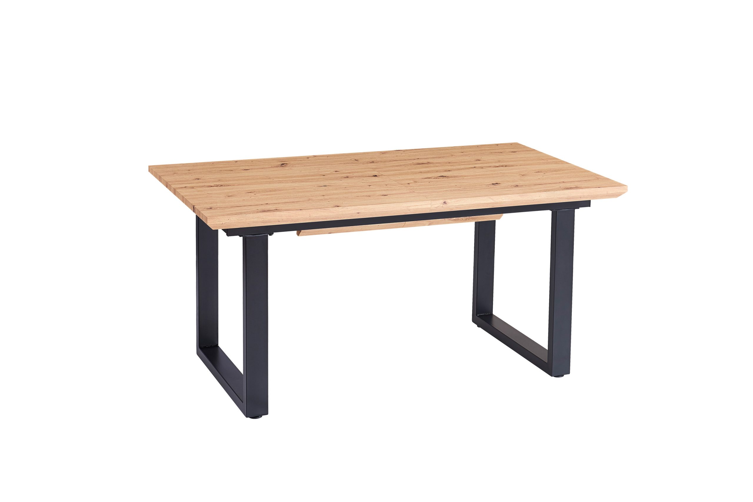 Esszimmertisch Schweizer Kante eichenfarben 160(240) x 90 schwarz U-Gestell BIRD – Bild 5