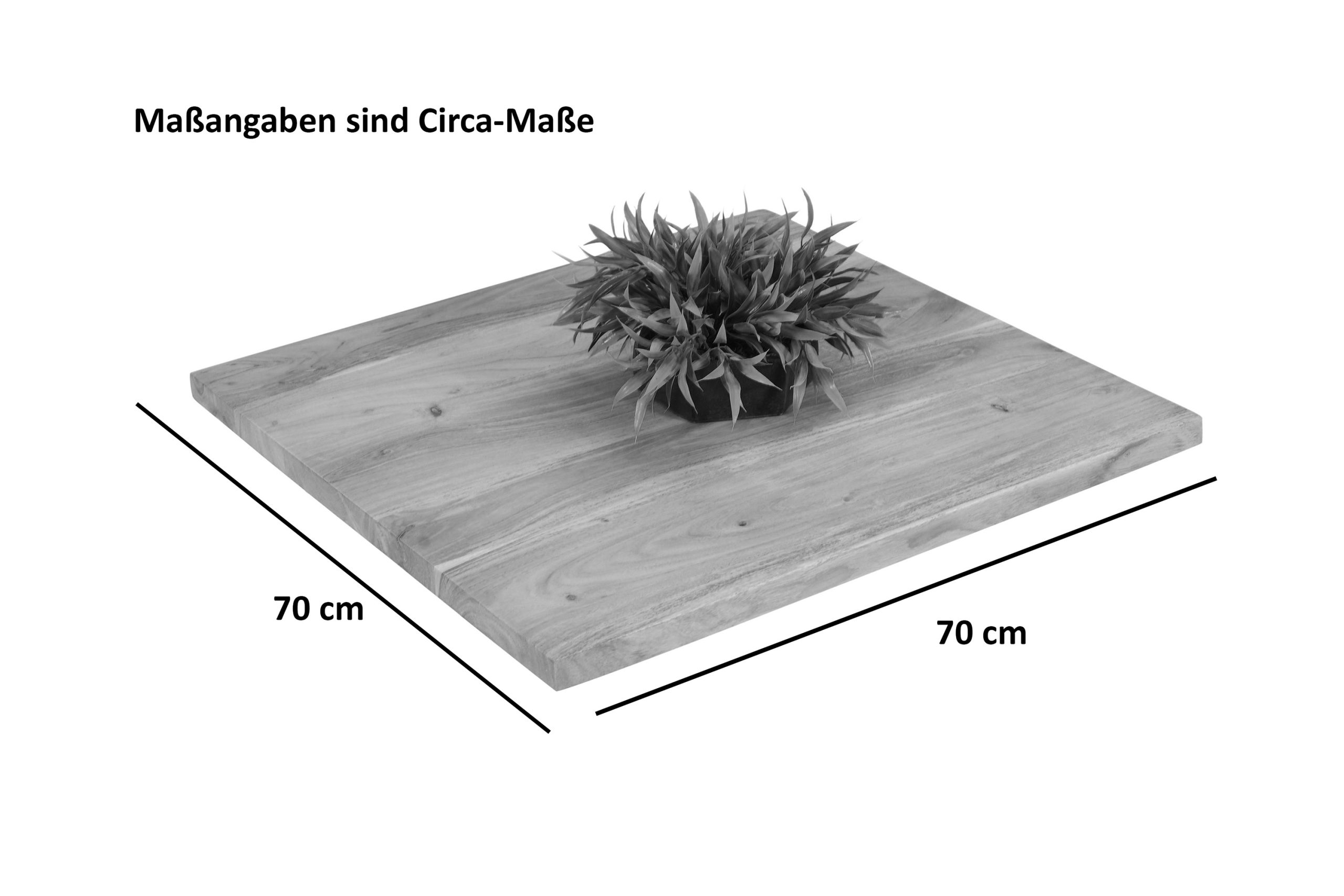 Tischplatte Gerade Kanten Akazie massiv Natur 70 x 70 cm BRASILEIRO – Bild 2