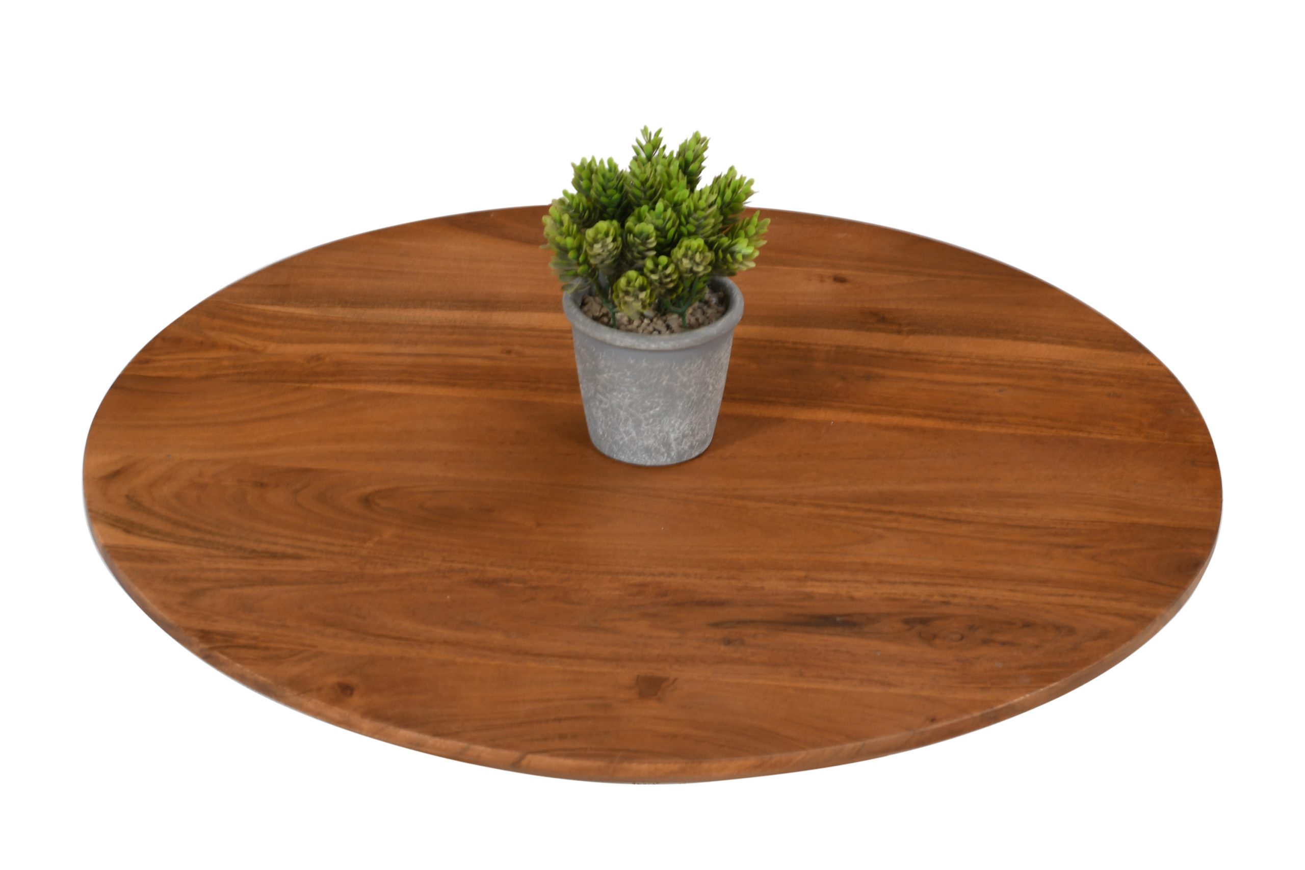 Tischplatte Schweizer Kante Runde Form Akazie massiv Nussbaum 80 x 80 cm BRASILIA