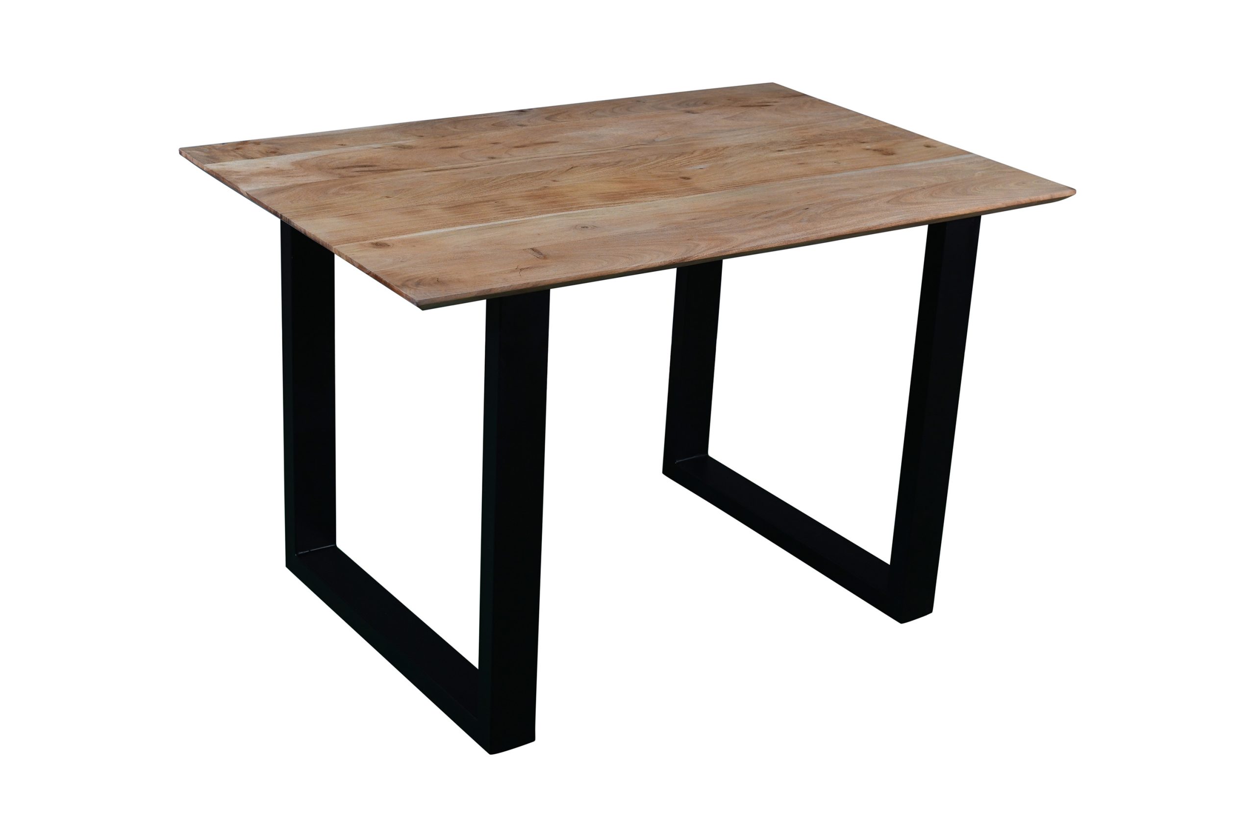 Esstisch 140x80cm Akazie massiv eichenfarben schweizer Kante U-Gestell schwarz DEAN – Bild 2
