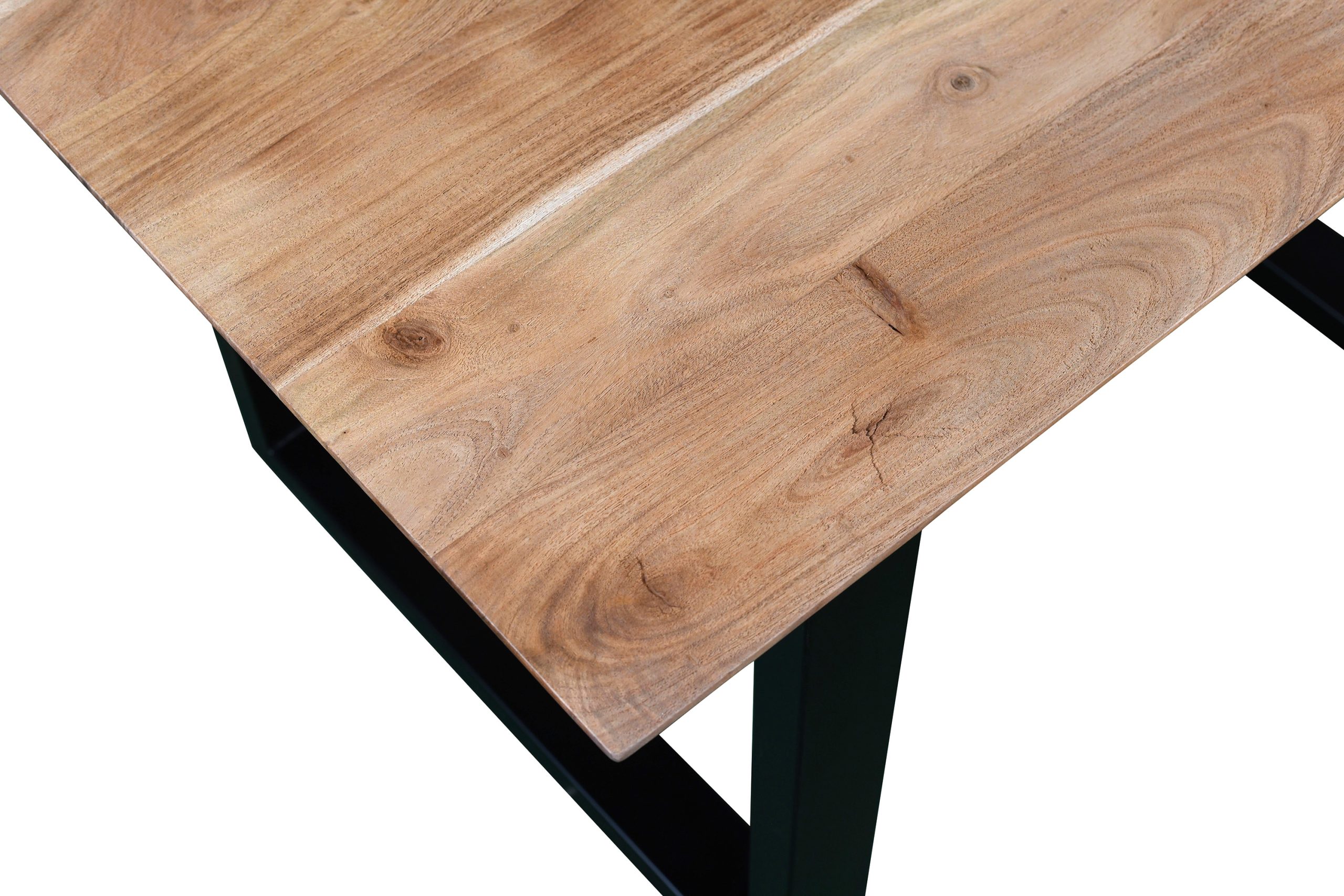 Esstisch 140x80cm Akazie massiv eichenfarben schweizer Kante U-Gestell schwarz DEAN – Bild 4
