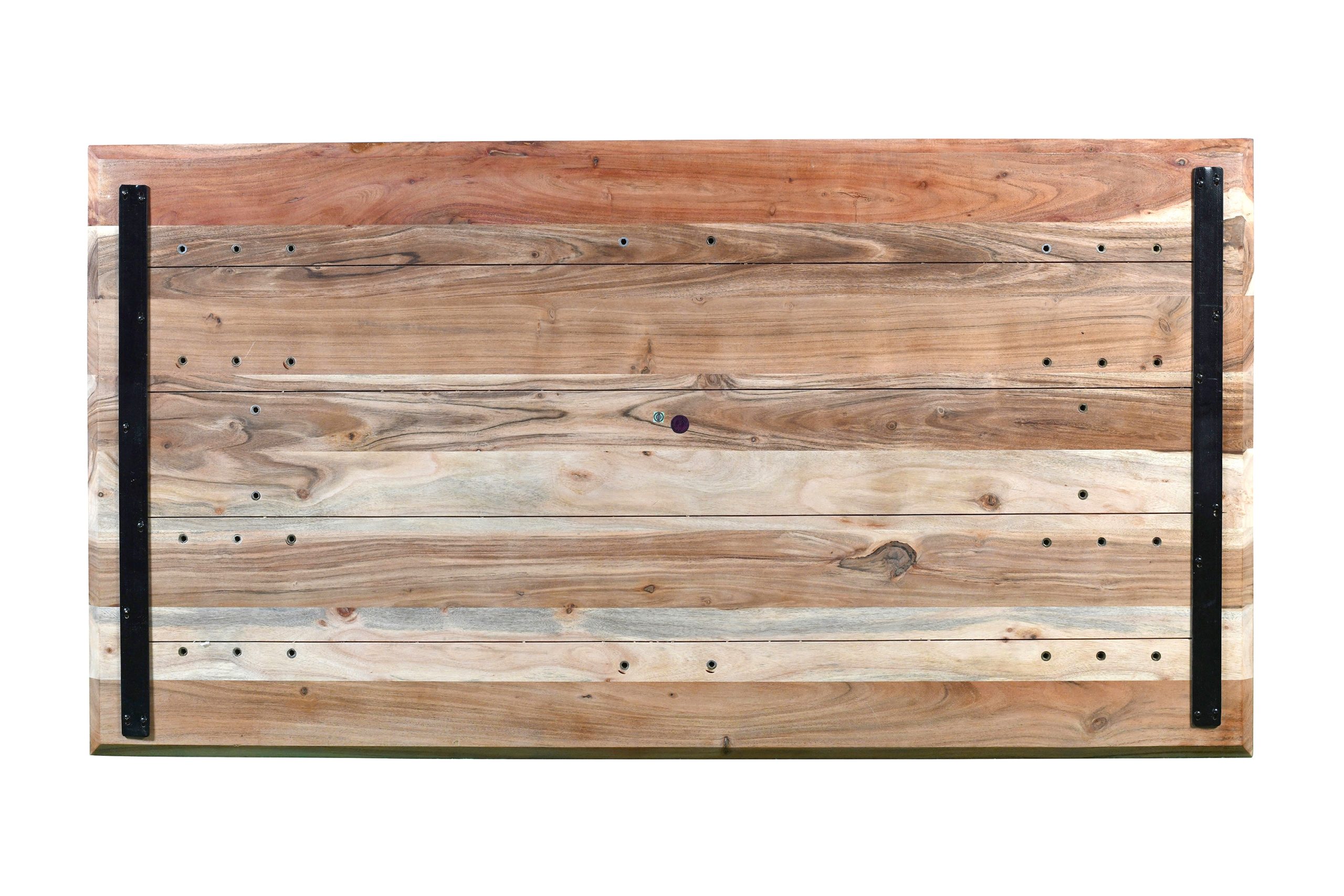 Esstisch 140x80cm Akazie massiv eichenfarben schweizer Kante U-Gestell schwarz DEAN – Bild 7