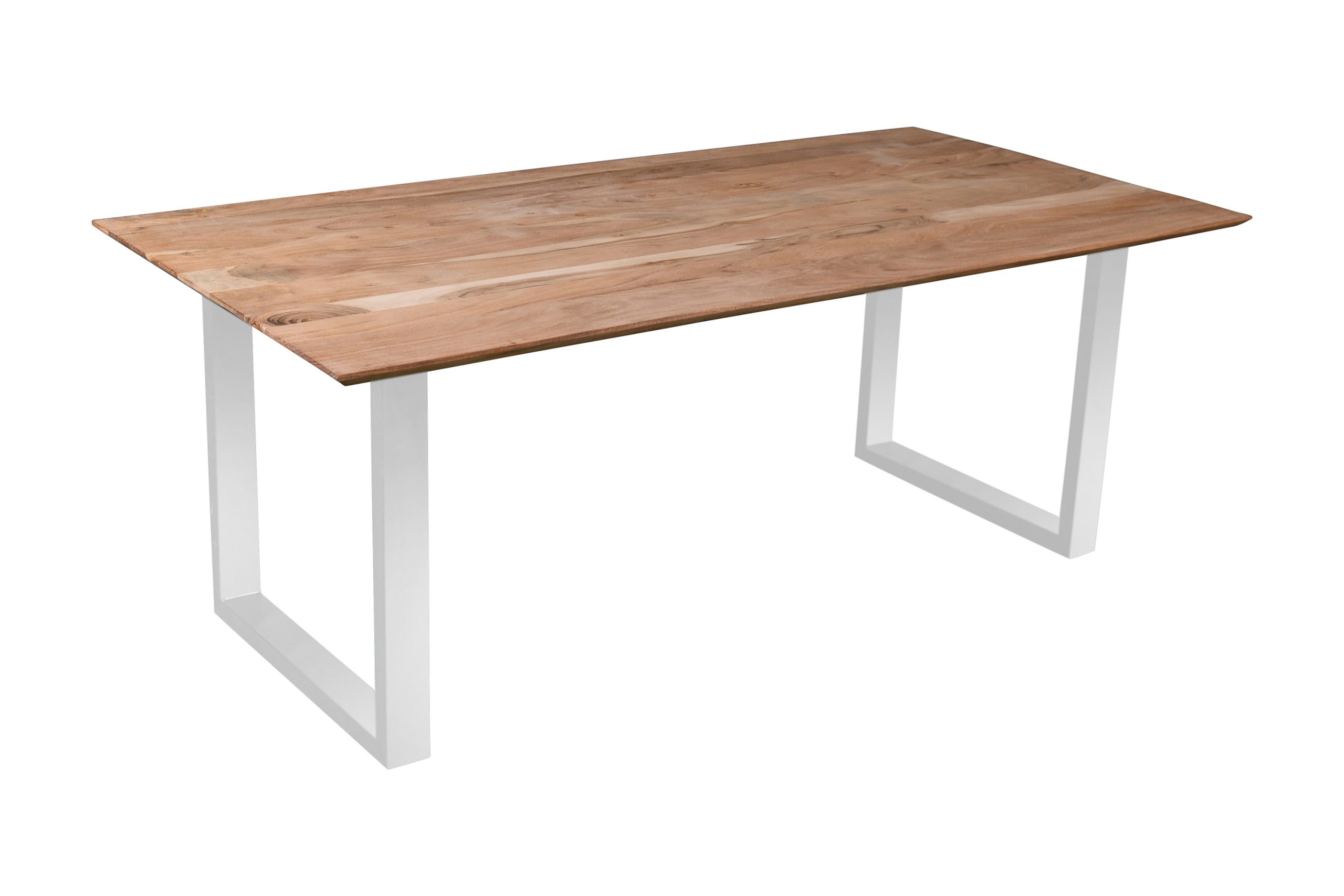 Esstisch 200x100 cm Akazie massiv eichenfarben schweizer Kante U-Gestell silber DEAN – Bild 2