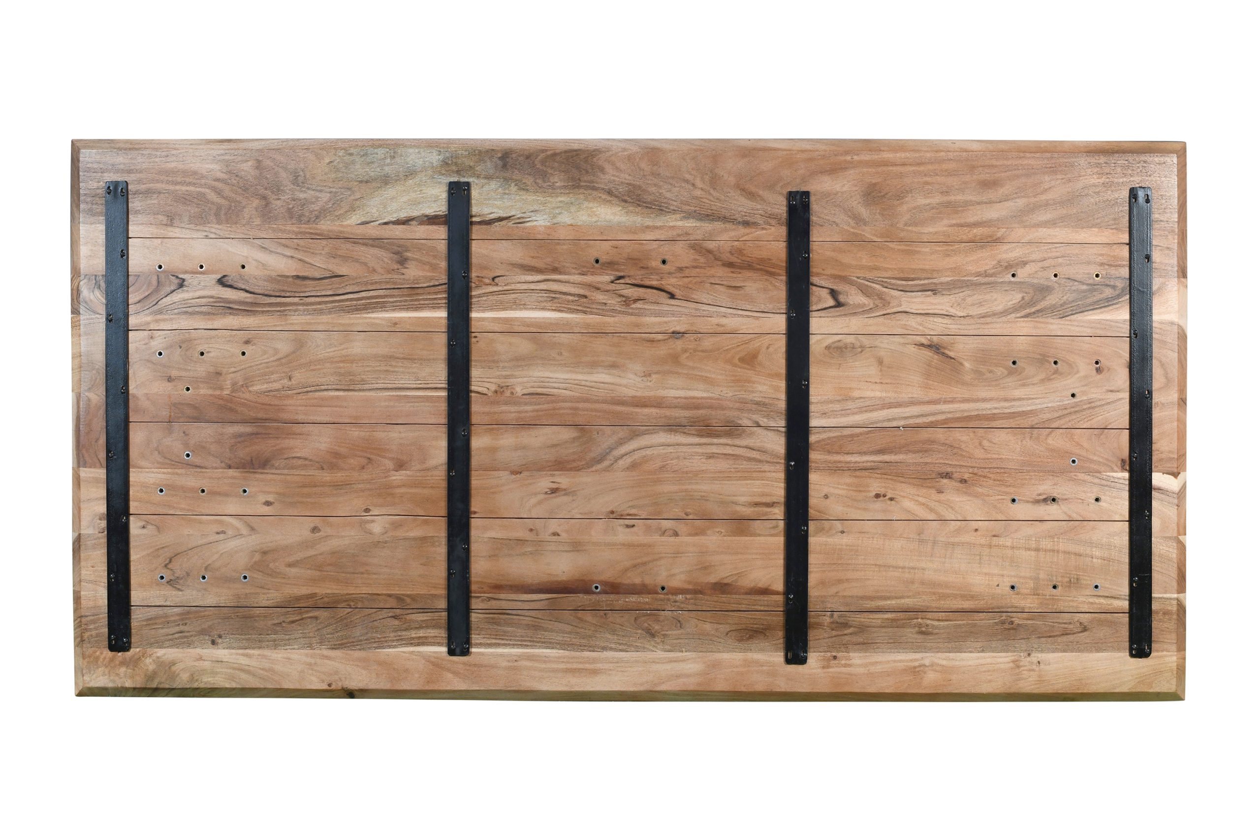 Esstisch 200x100 cm Akazie massiv eichenfarben schweizer Kante U-Gestell silber DEAN – Bild 7