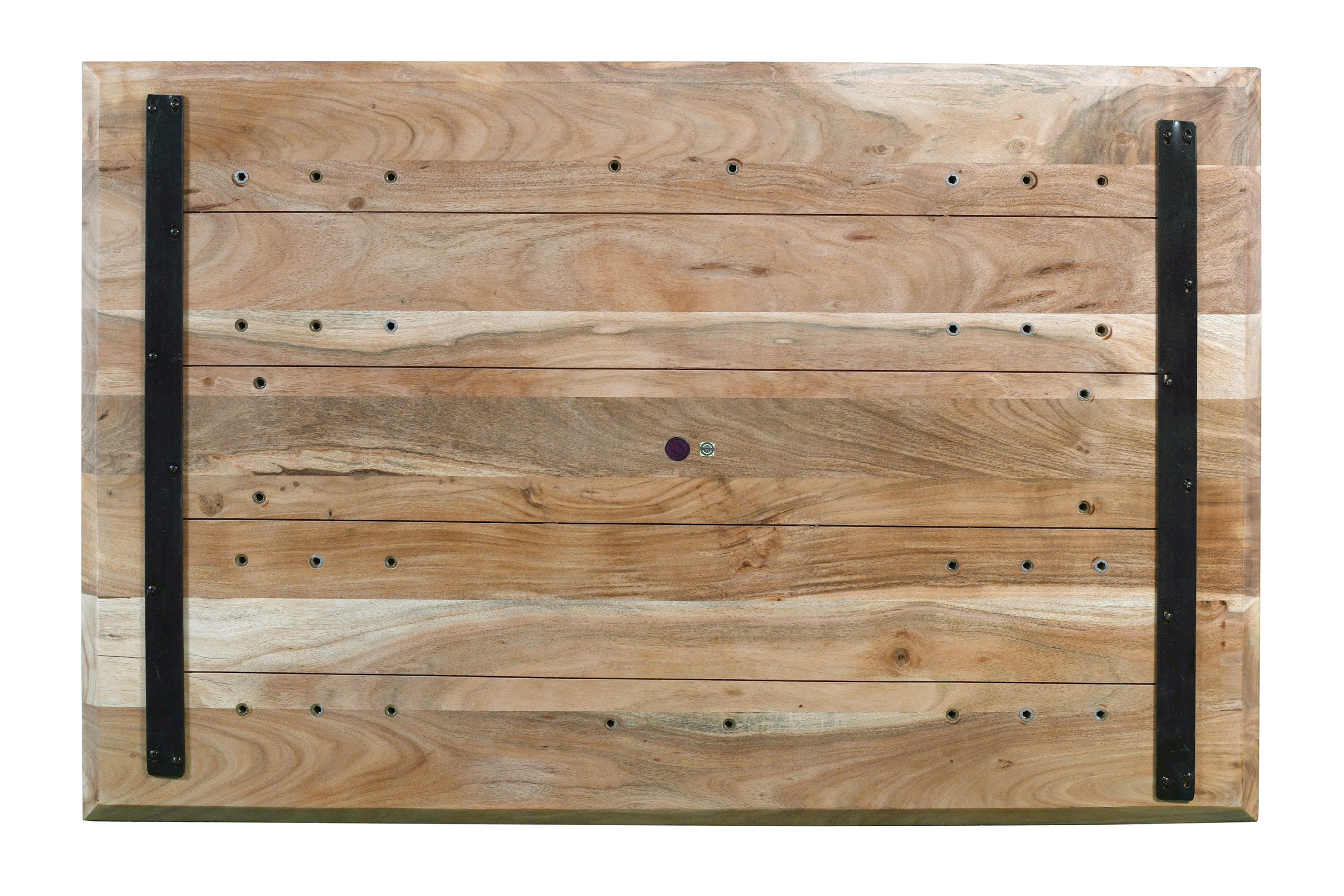 Esstisch 140x80cm Akazie massiv eichenfarben schweizer Kante U-Gestell weiß DEAN – Bild 7