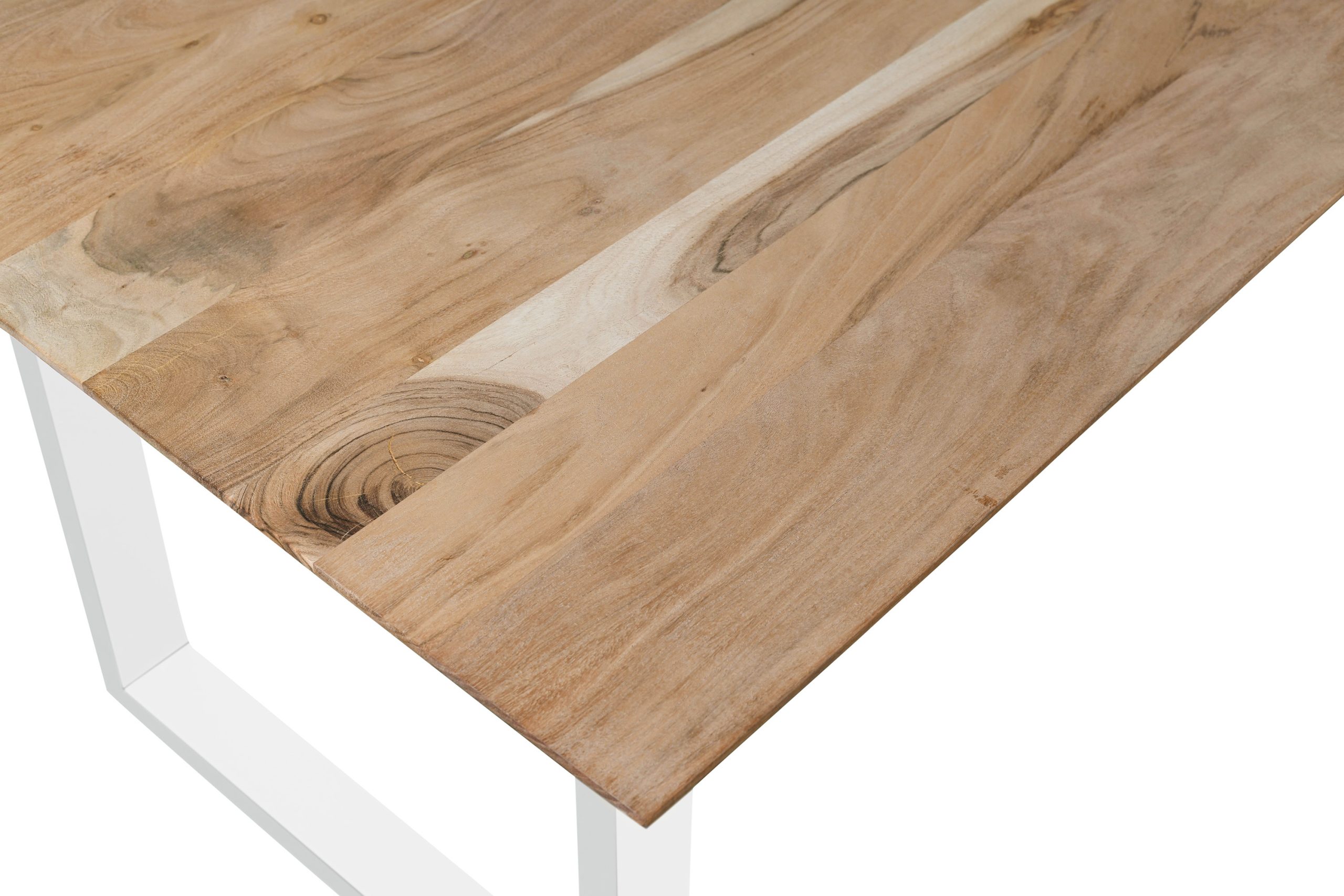 Esstisch 200x100 cm Akazie massiv eichenfarben schweizer Kante U-Gestell weiß DEAN – Bild 4