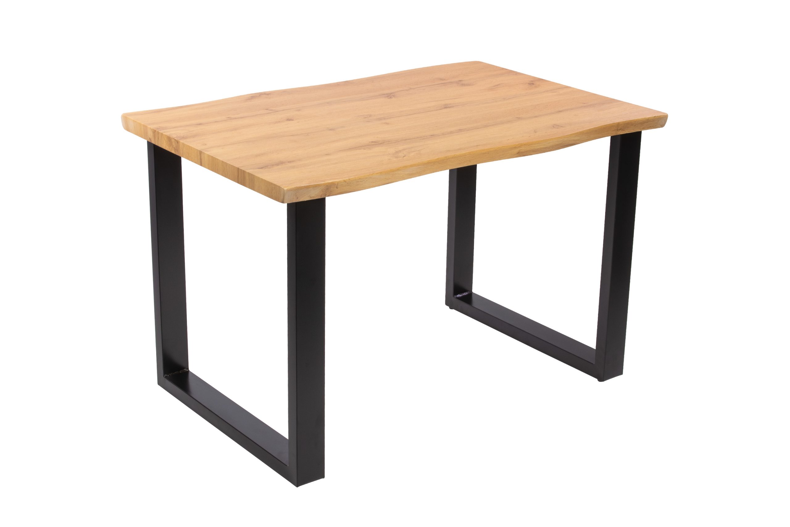 Esstisch 120x80 cm Baumkante Holz Wildeiche-Optik U-Gestell Metall schwarz JOSY – Bild 3