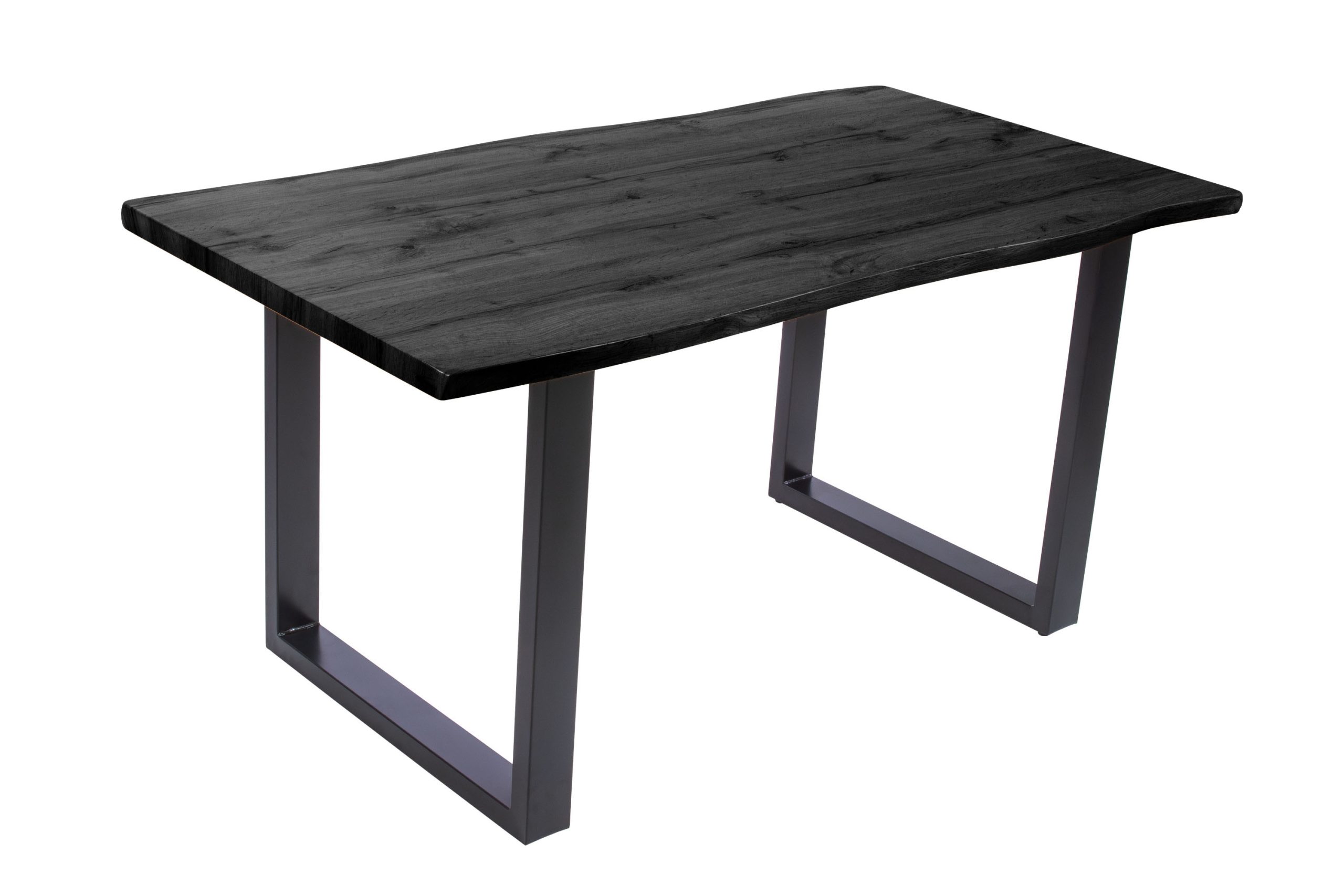 Esstisch 160x85 cm Baumkante Holz Grau-Optik U-Gestell Metall schwarz JOSY – Bild 2