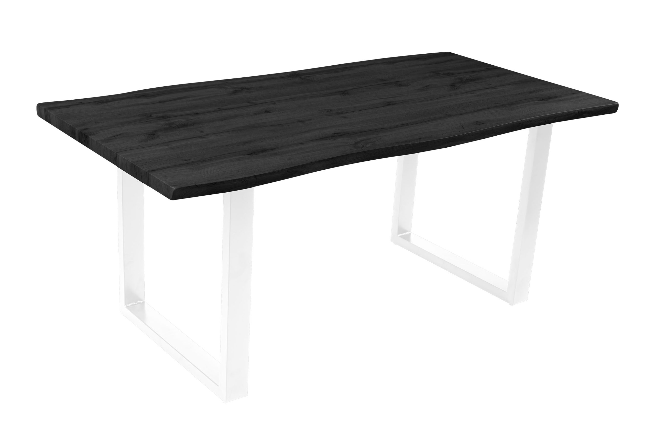 Esstisch 180x90 cm Baumkante Holz Grau-Optik U-Gestell Metall weiß JOSY – Bild 2