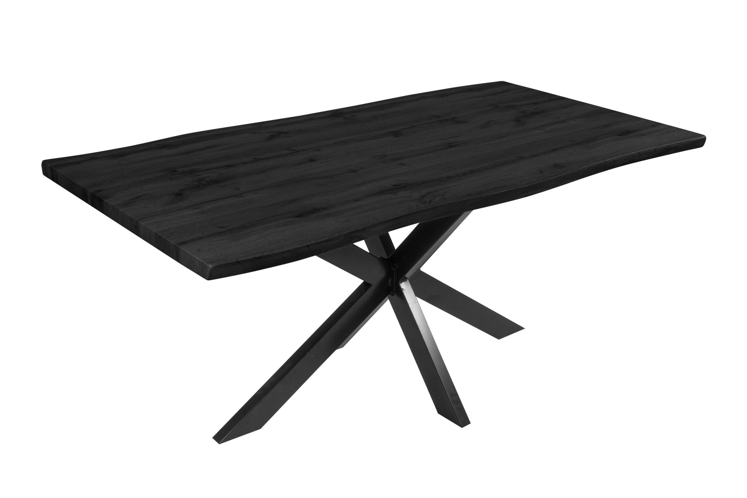 Esstisch 180x90 cm Baumkante Holz Grau-Optik Spider-Gestell Metall schwarz JOSY – Bild 2