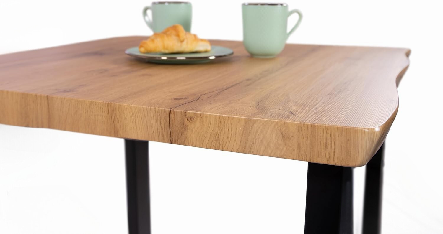 Essgruppe 3tlg. 80 x 80 cm Holz Wildeiche-Optik 2x Schalenstühle Grau U-Gestell Schwarz JOSY – Bild 6