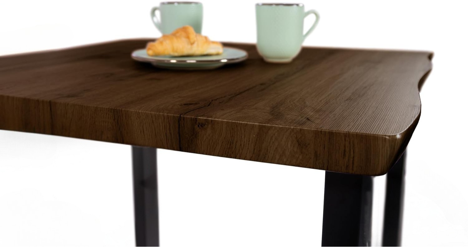 Essgruppe 3tlg. 80 x 80 cm Holz Nussbaum-Optik 2x Schalenstühle Weiß U-Gestell Schwarz JOSY – Bild 6