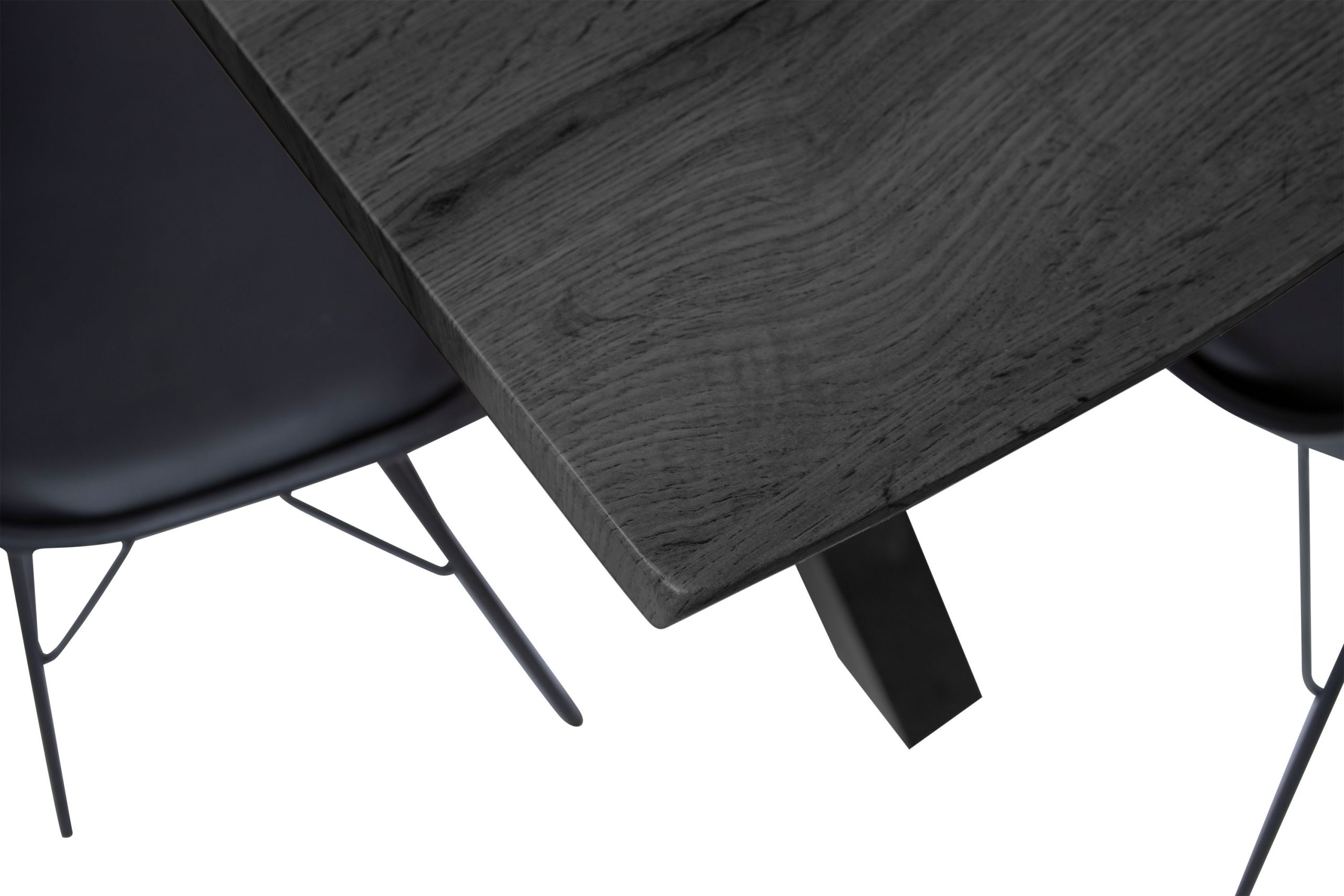 Esstisch 140x80 cm Baumkante Holz Grau-Optik X-Gestell Metall schwarz JOSY – Bild 5