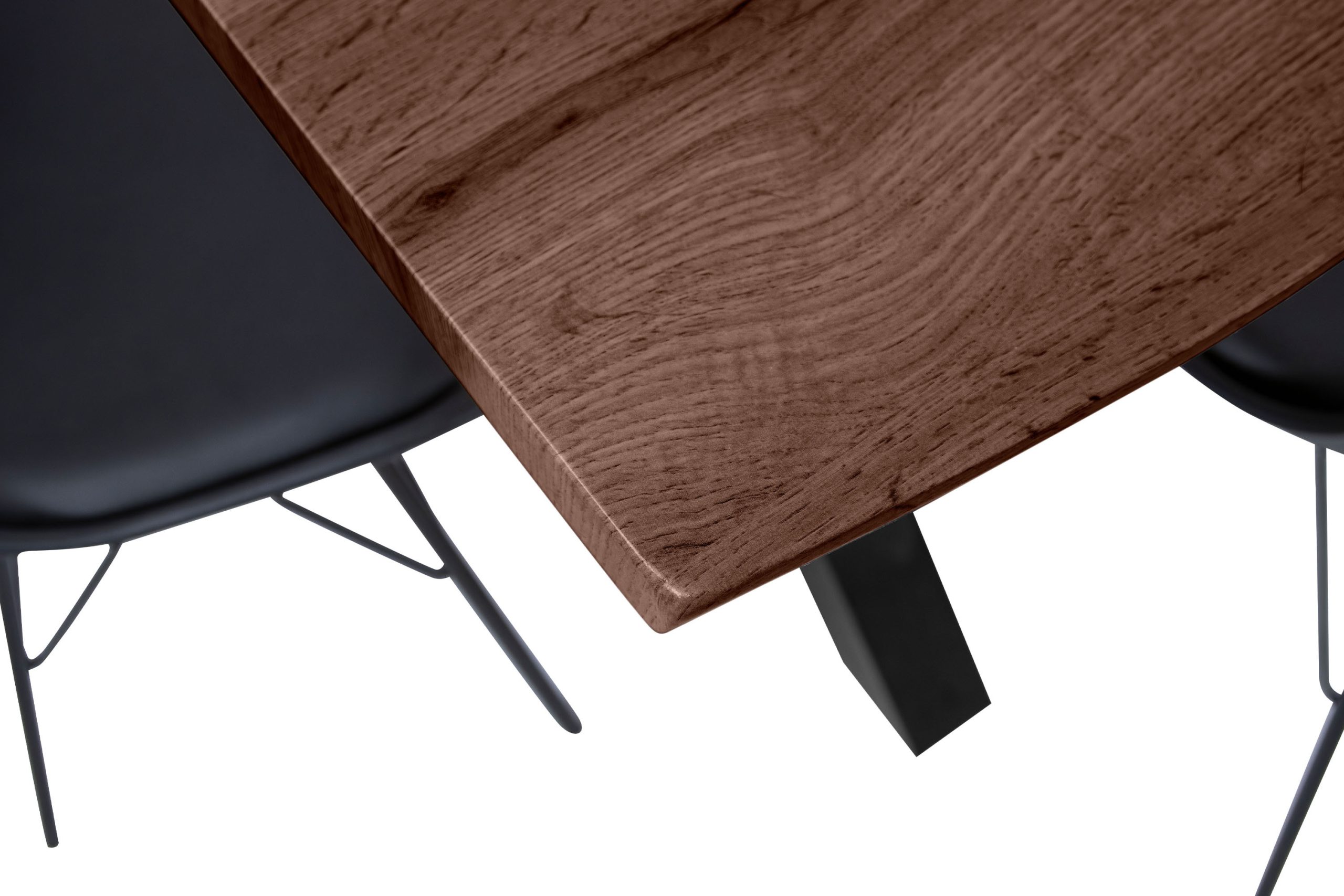 Esstisch 120x80 cm Baumkante Holz Nussbaum-Optik X-Gestell Metall schwarz JOSY – Bild 5