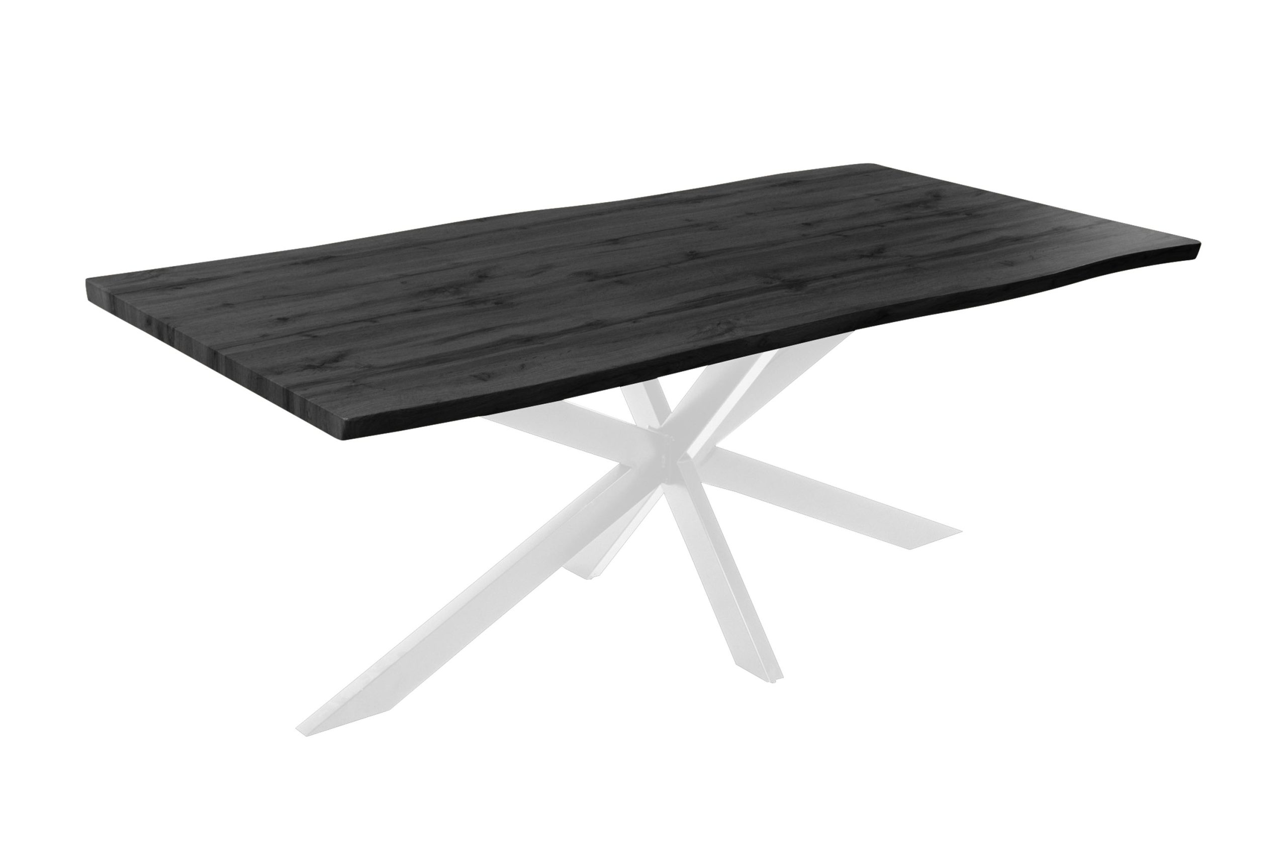 Esstisch 200x100 cm Baumkante Holz Grau-Optik Spider-Gestell Metall weiß JOSY – Bild 2