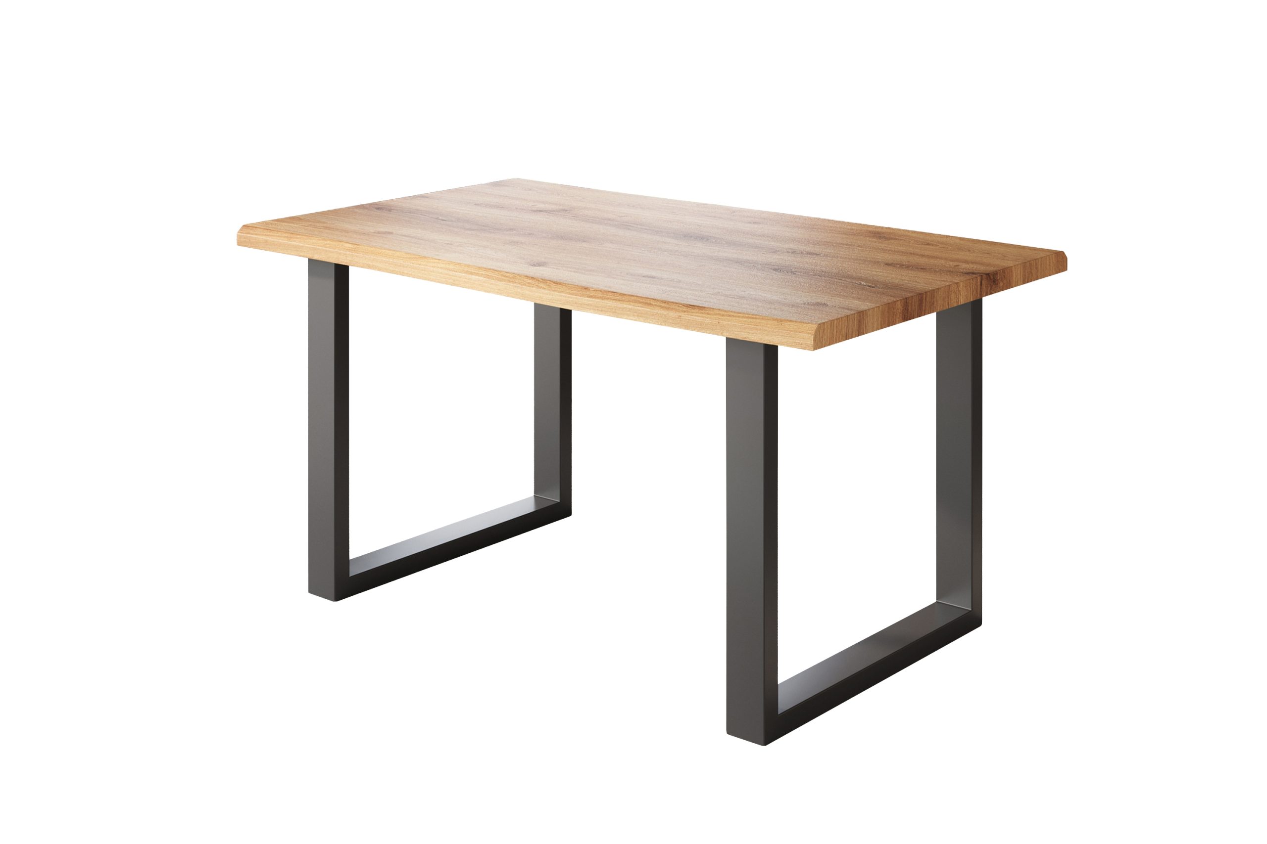 Esstisch 160x85 cm Baumkante Holz Wildeiche-Optik U-Gestell Metall schwarz JULIUS – Bild 2