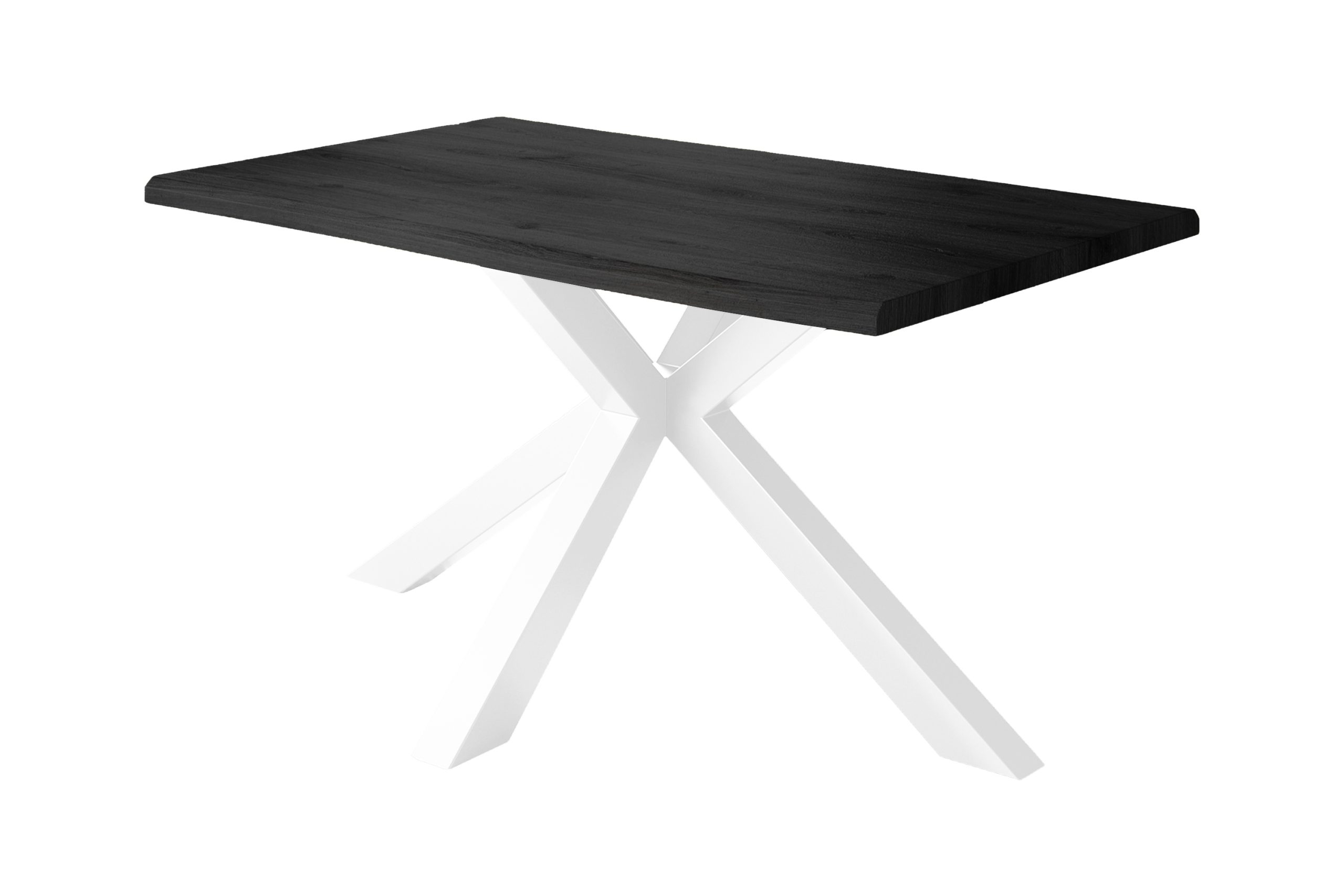 Esstisch 120x80 cm Baumkante Holz Grau-Optik Spider-Gestell Metall weiß JULIUS – Bild 2