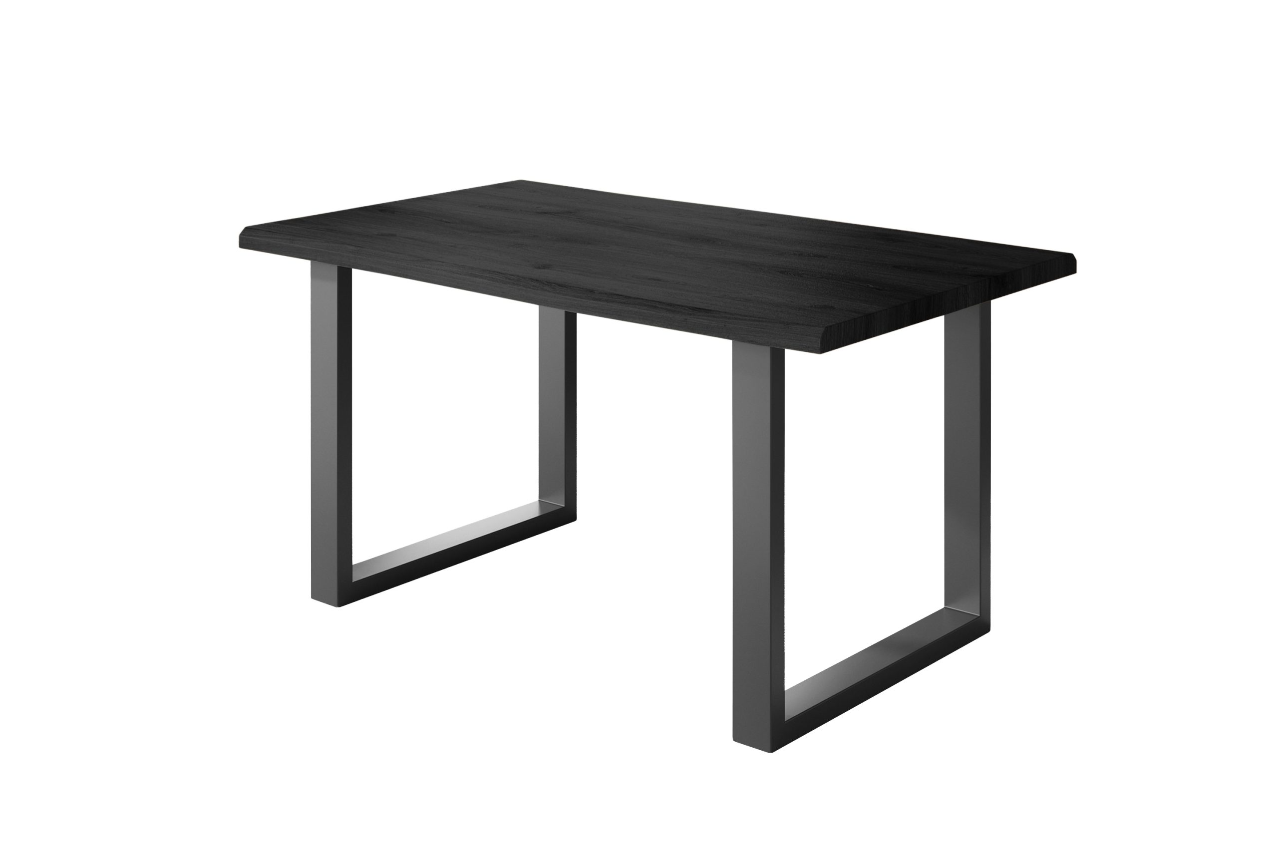 Esstisch 160x85 cm Baumkante Holz Grau-Optik U-Gestell Metall schwarz JULIUS – Bild 2