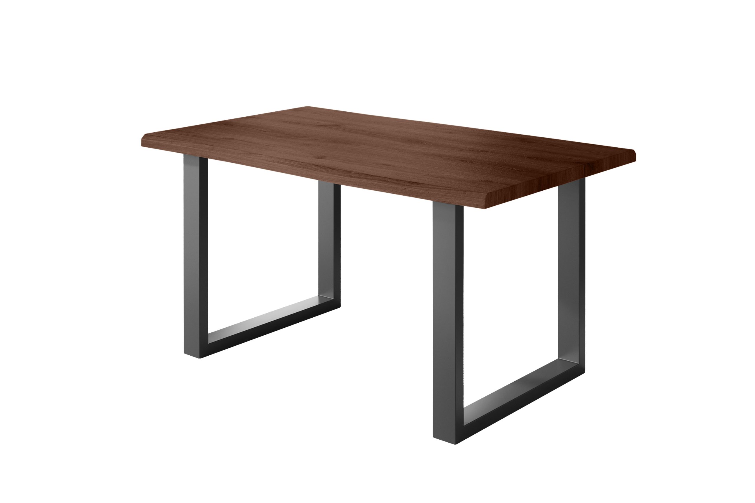 Esstisch 120x80 cm Baumkante Holz Nussbaum-Optik U-Gestell Metall schwarz JULIUS – Bild 2