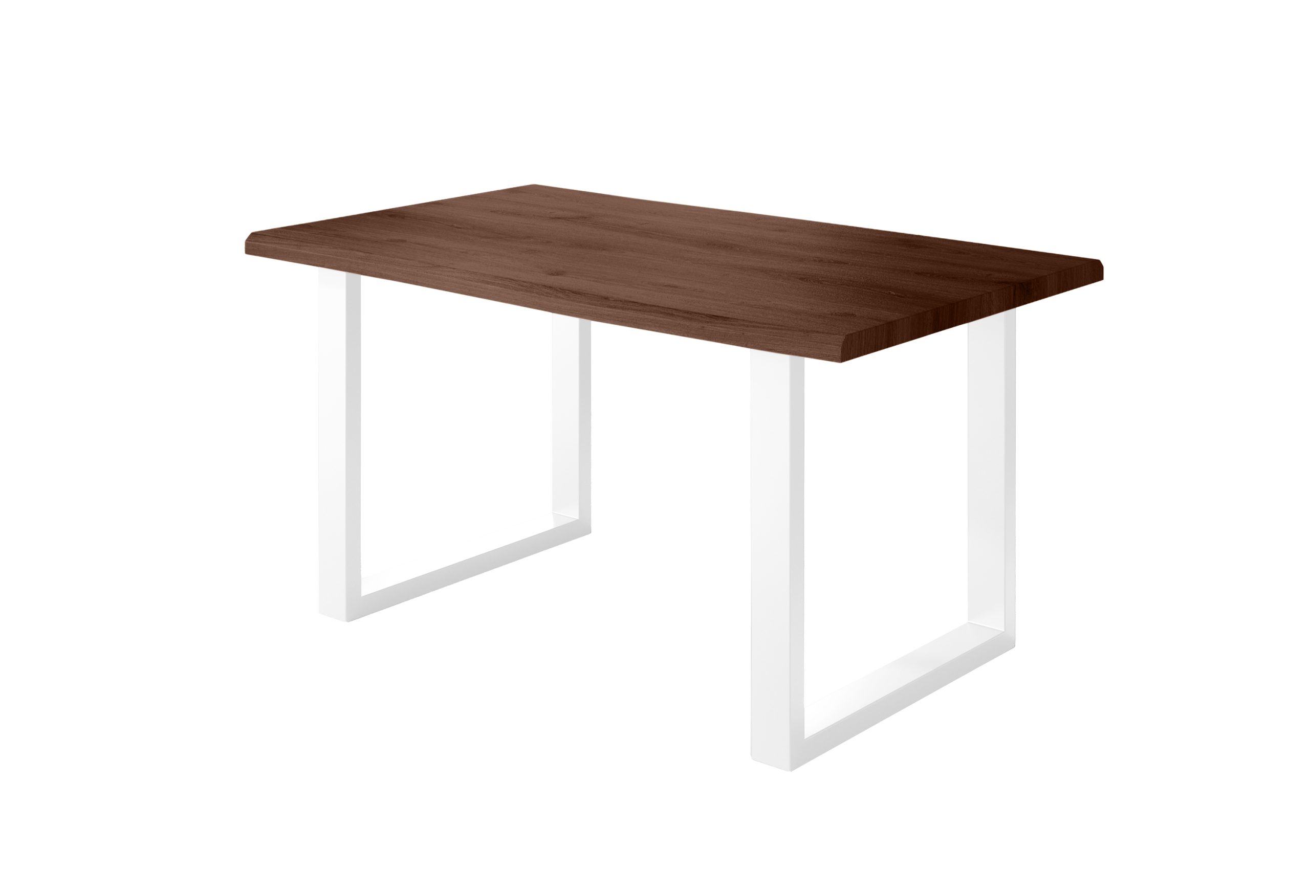 Esstisch 120x80 cm Baumkante Holz Nussbaum-Optik U-Gestell Metall weiß JULIUS – Bild 2